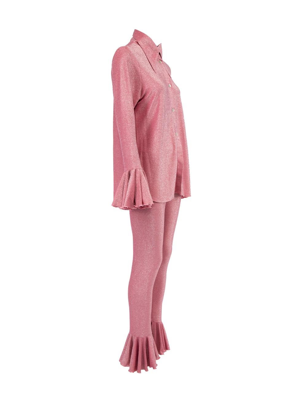 CONDITION is Never worn, with tags. No visible wear to pyjama et is evident on this new Sleeper designer resale item. Details Cherry pink Synthetic Shimmery pyjamas set Cardigan with flared ruffles cuff Front button closure Tight fitted trouser with