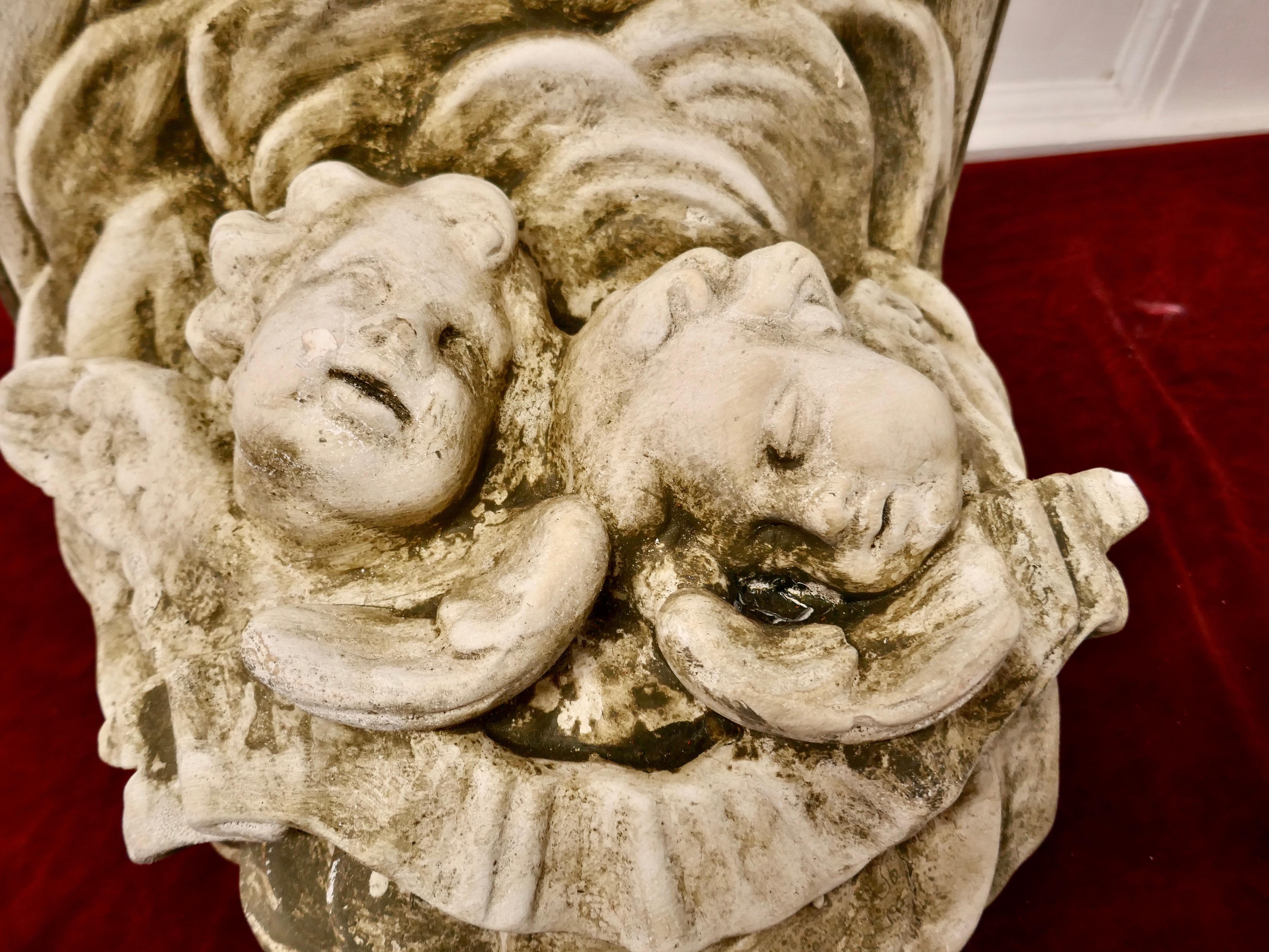 Sleeping Angels, Large Stoneware Weathered Wall Bracket In Good Condition In Chillerton, Isle of Wight