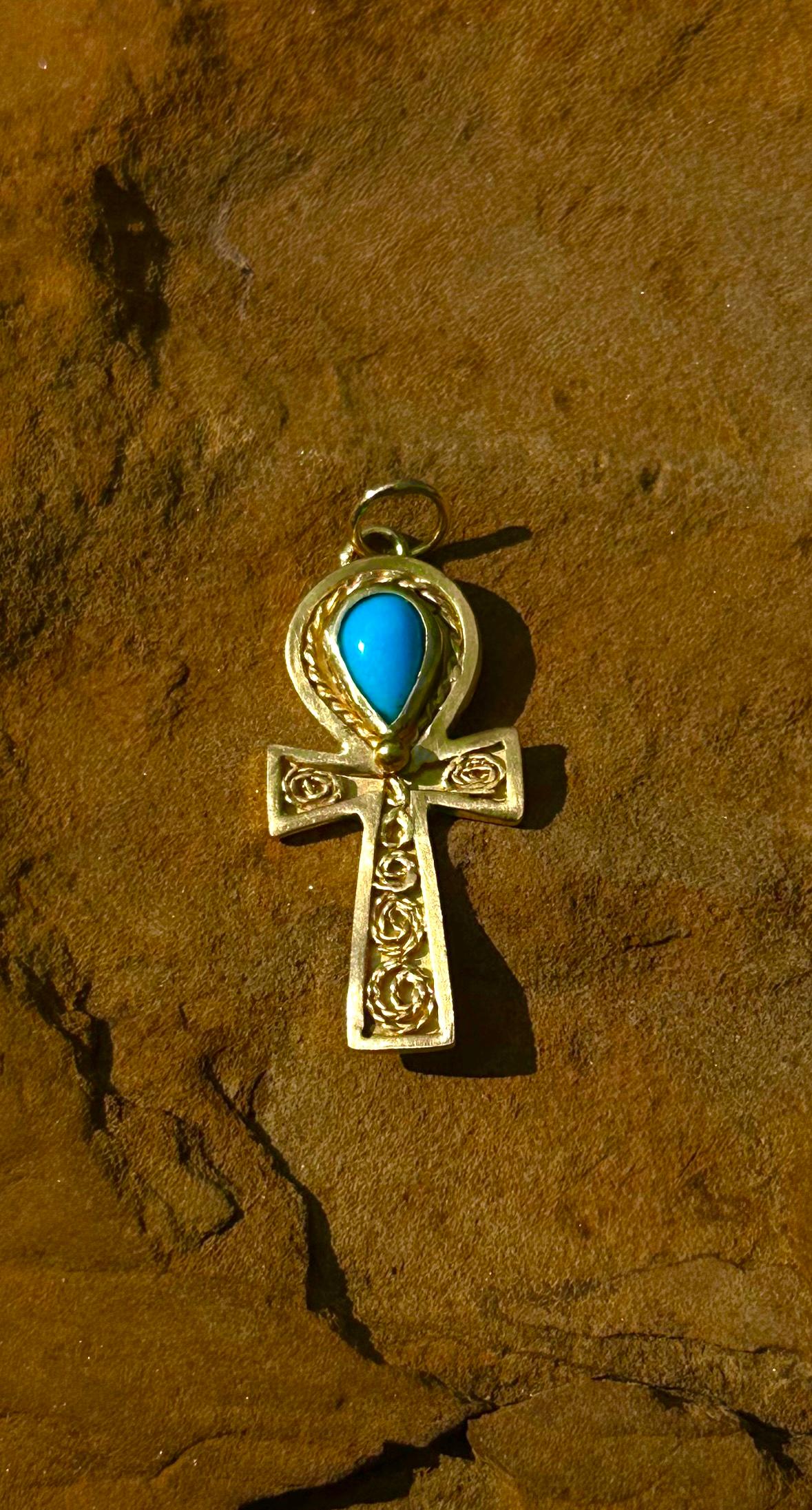 Egyptian Revival Sleeping Beauty Ankh Pendant For Sale