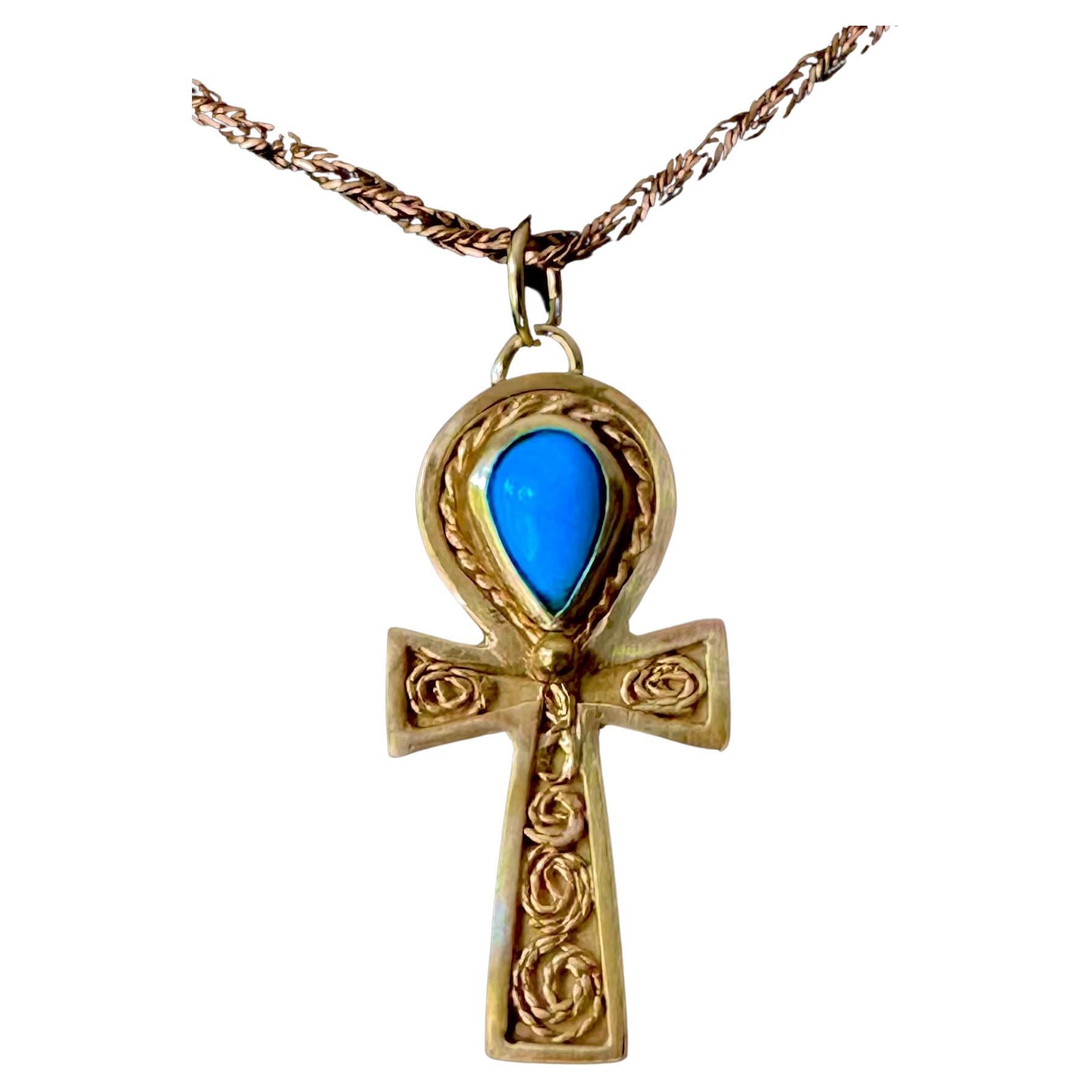 Sleeping Beauty Ankh Pendant For Sale