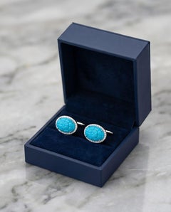 Sleeping Beauty Horizon - Hand Carved Sleeping Beauty Turquoise Cufflinks in 18K