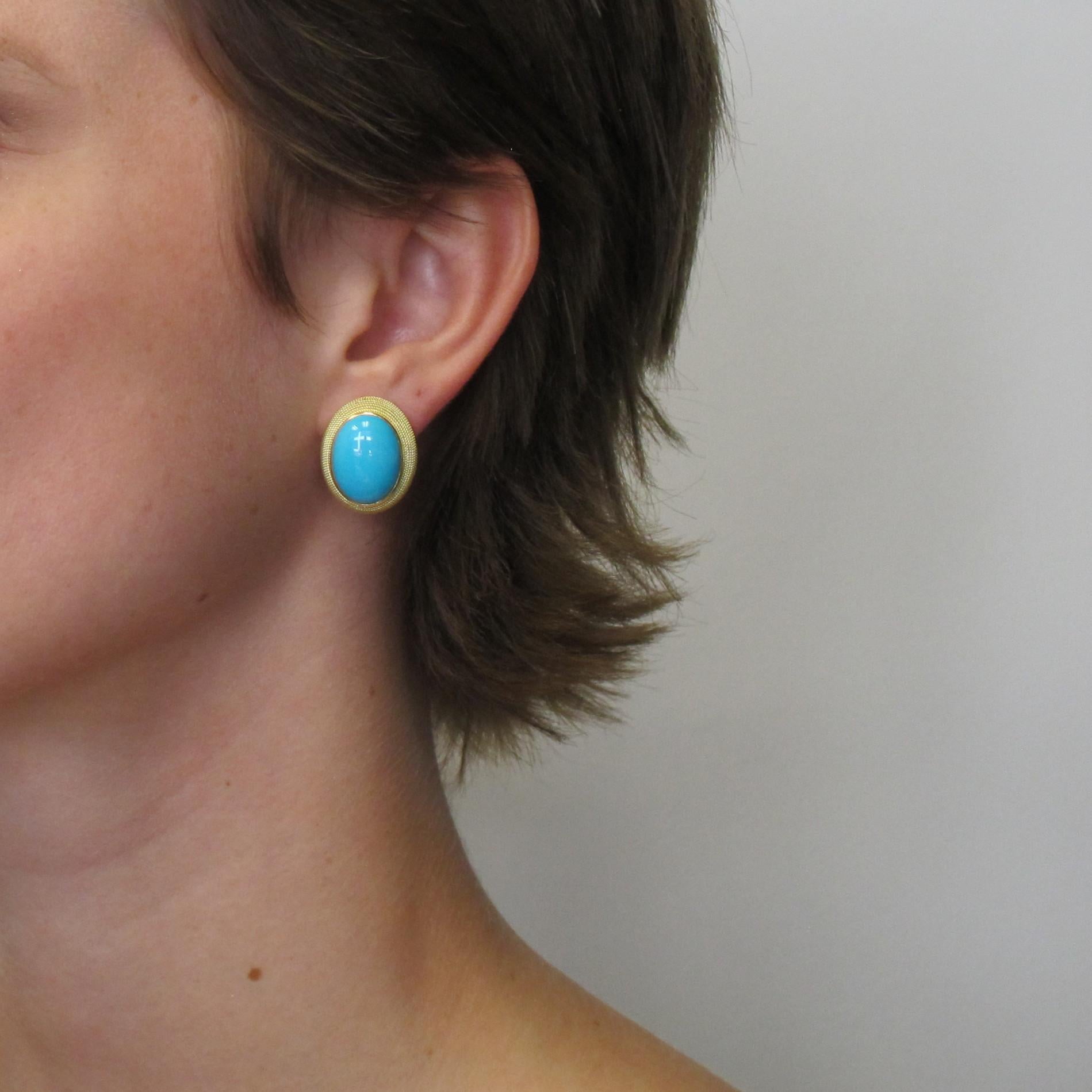 turquoise 18k gold earrings