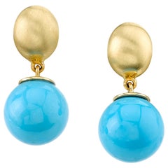 Sleeping Beauty Mine Turquoise 18 Karat Yellow Gold Earrings