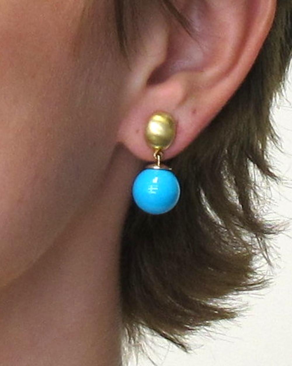 Sleeping Beauty Mine Turquoise 18 Karat Yellow Gold Earrings 1