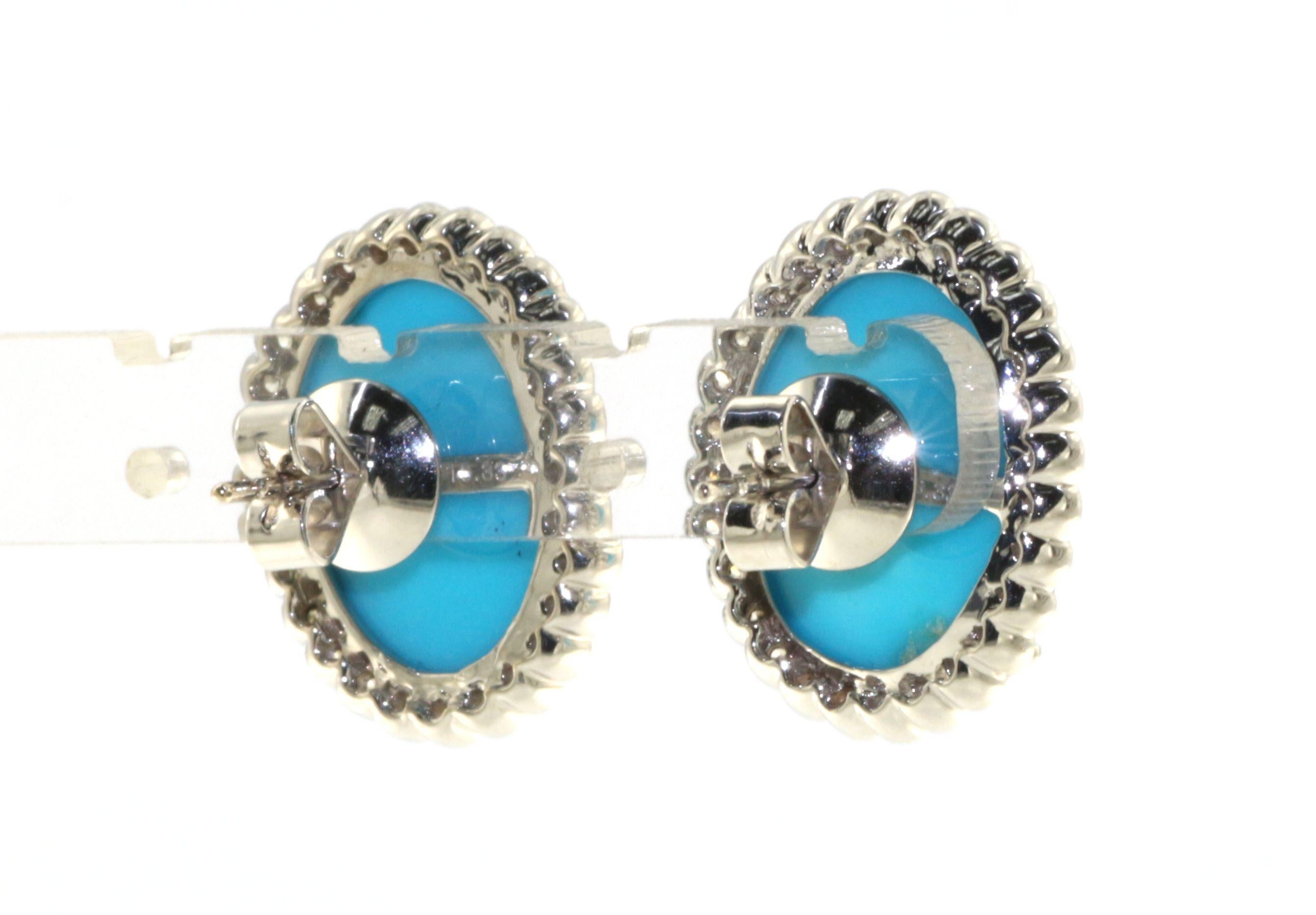 turquoise stud earrings white gold