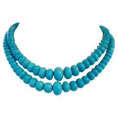 Sleeping Beauty Turquoise 380 Carats Double Strand Necklace