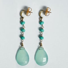 Sleeping Beauty Turquoise and Chalcedony with Diamonds Paradizia Earrings