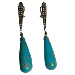 Sleeping Beauty Turquoise and Diamond Earrings