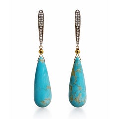 Sleeping Beauty Turquoise 40 Carats and Diamond Paradizia Earrings