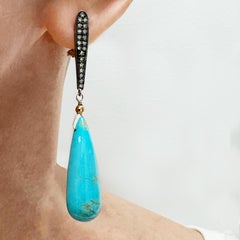 Sleeping Beauty Turquoise 40 Carats and Diamond Paradizia Earrings