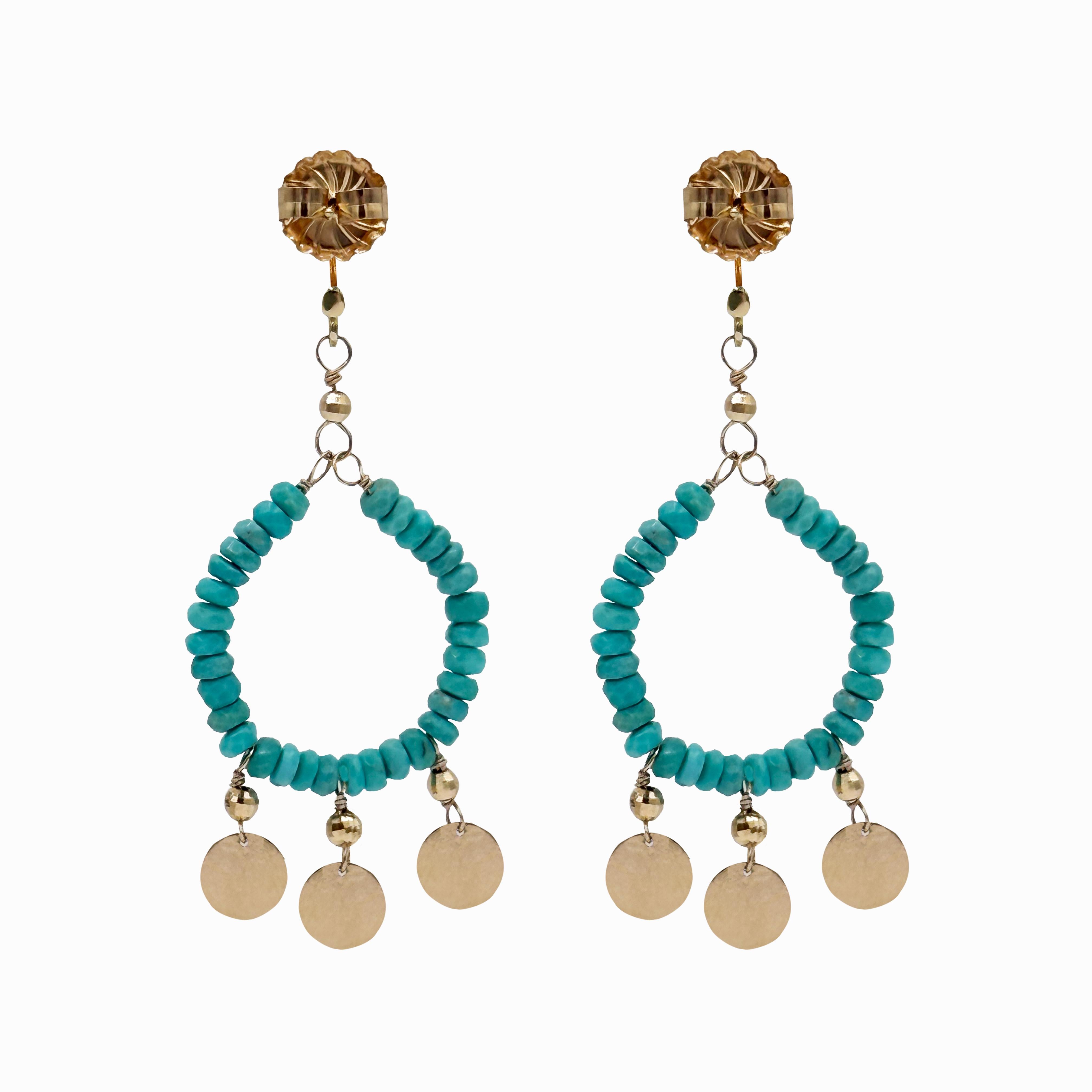 Dornröschen Ohrringe aus Türkis und Diamant Paradizia im Angebot 1