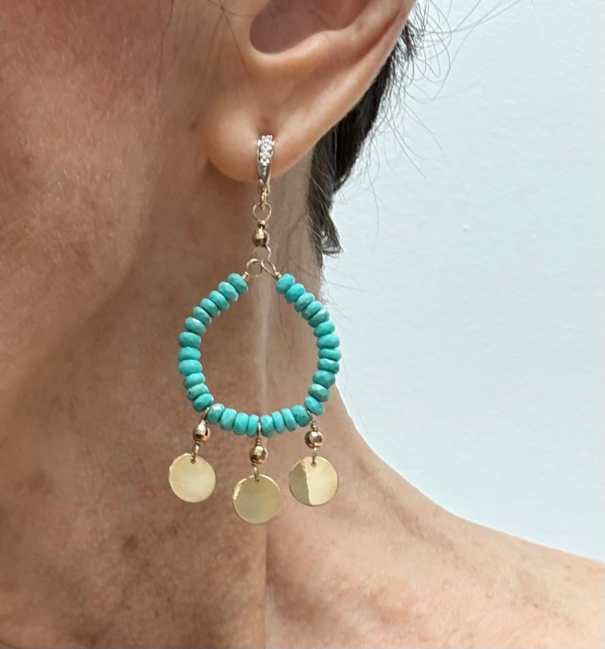 Dornröschen Ohrringe aus Türkis und Diamant Paradizia im Angebot 2