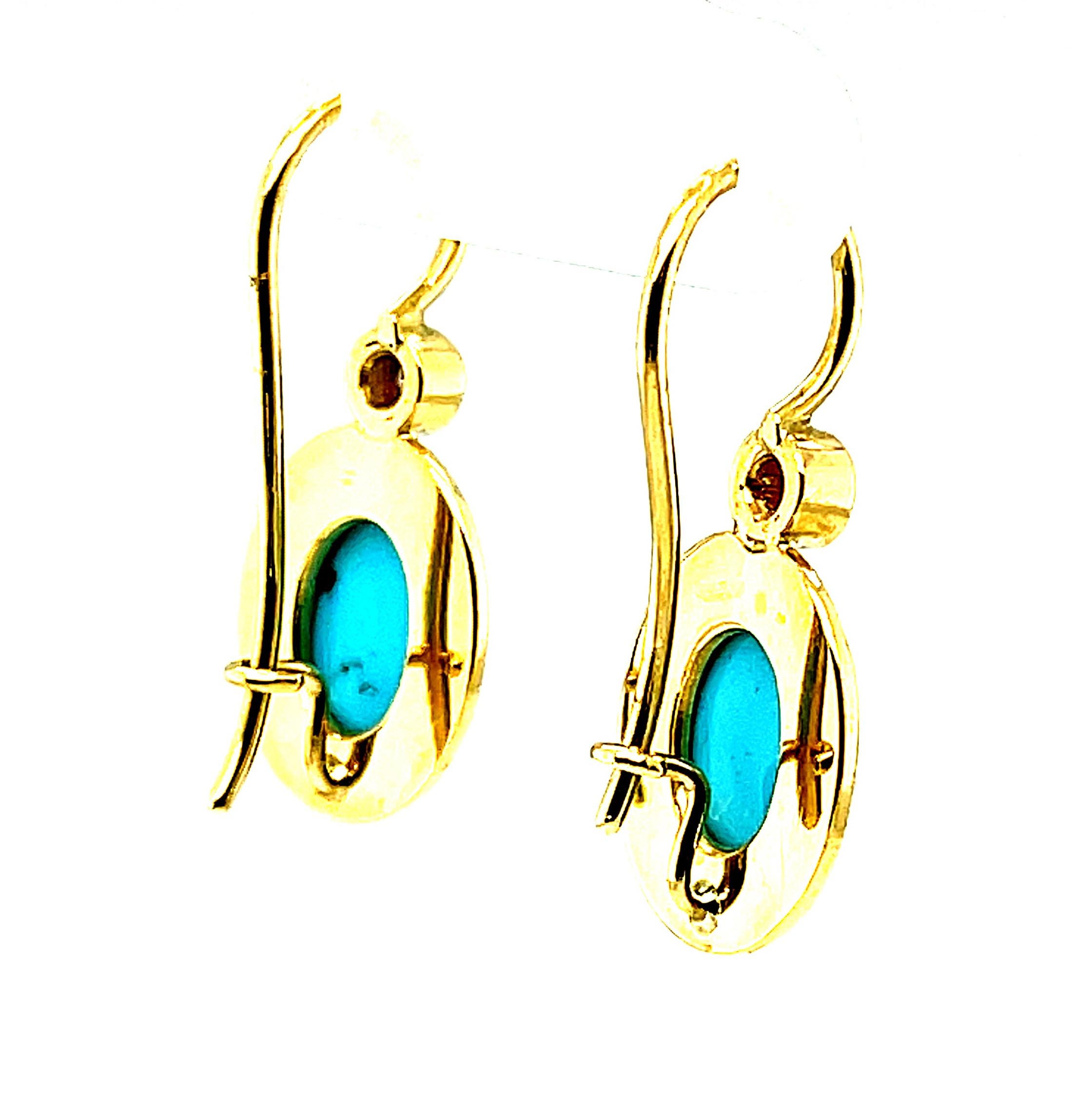 yellow gold turquoise earrings