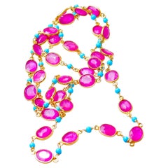 Sleeping Beauty Turquoise and Natural Pink Sapphire Necklace