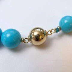 Sleeping Beauty Turquoise Bead Necklace with 18k Yellow Gold Clasp