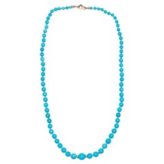 Handmade 80 Carat Sleeping Beauty Turquoise Necklace with Diamonds in Solid Gold