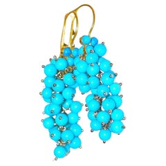 Sleeping Beauty Turquoise Earrings in 18K Solid Yellow Gold