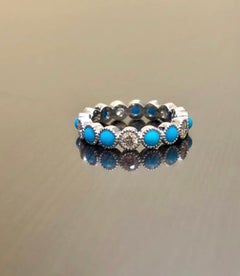 Sleeping Beauty Turquoise Eternity Diamond Engagement Band
