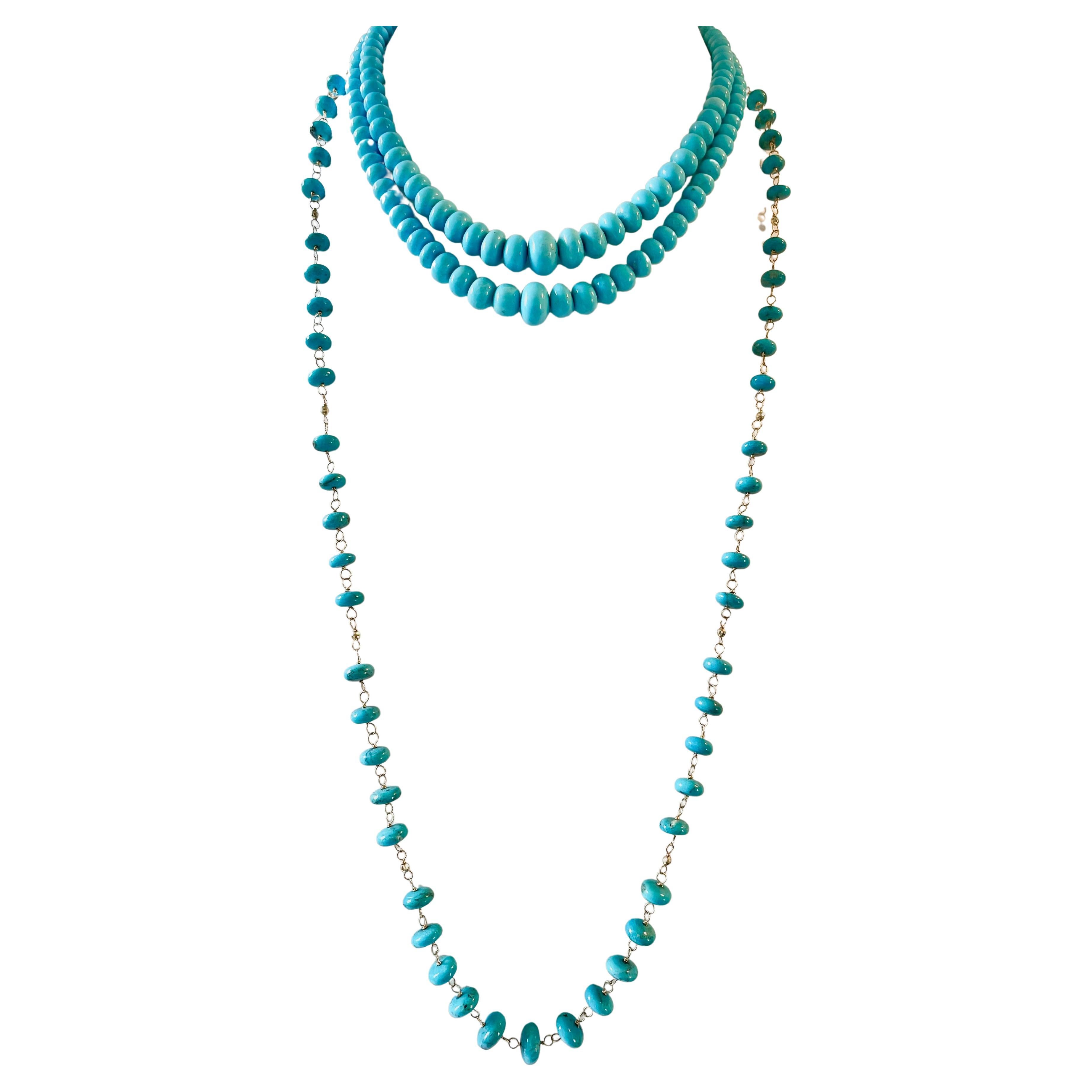 Women's Sleeping Beauty Turquoise Long Necklace For Sale