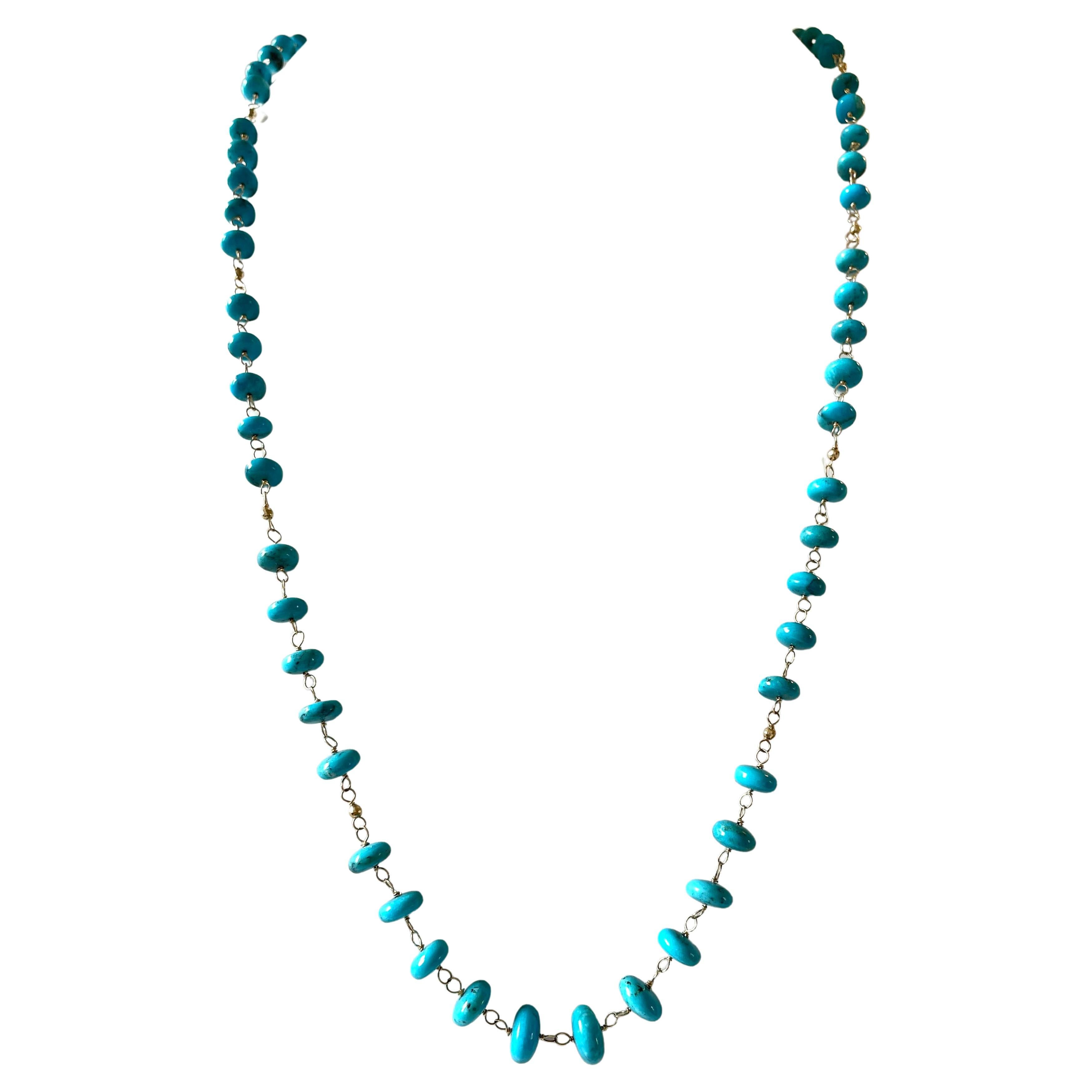 Sleeping Beauty Turquoise Long Necklace For Sale 1