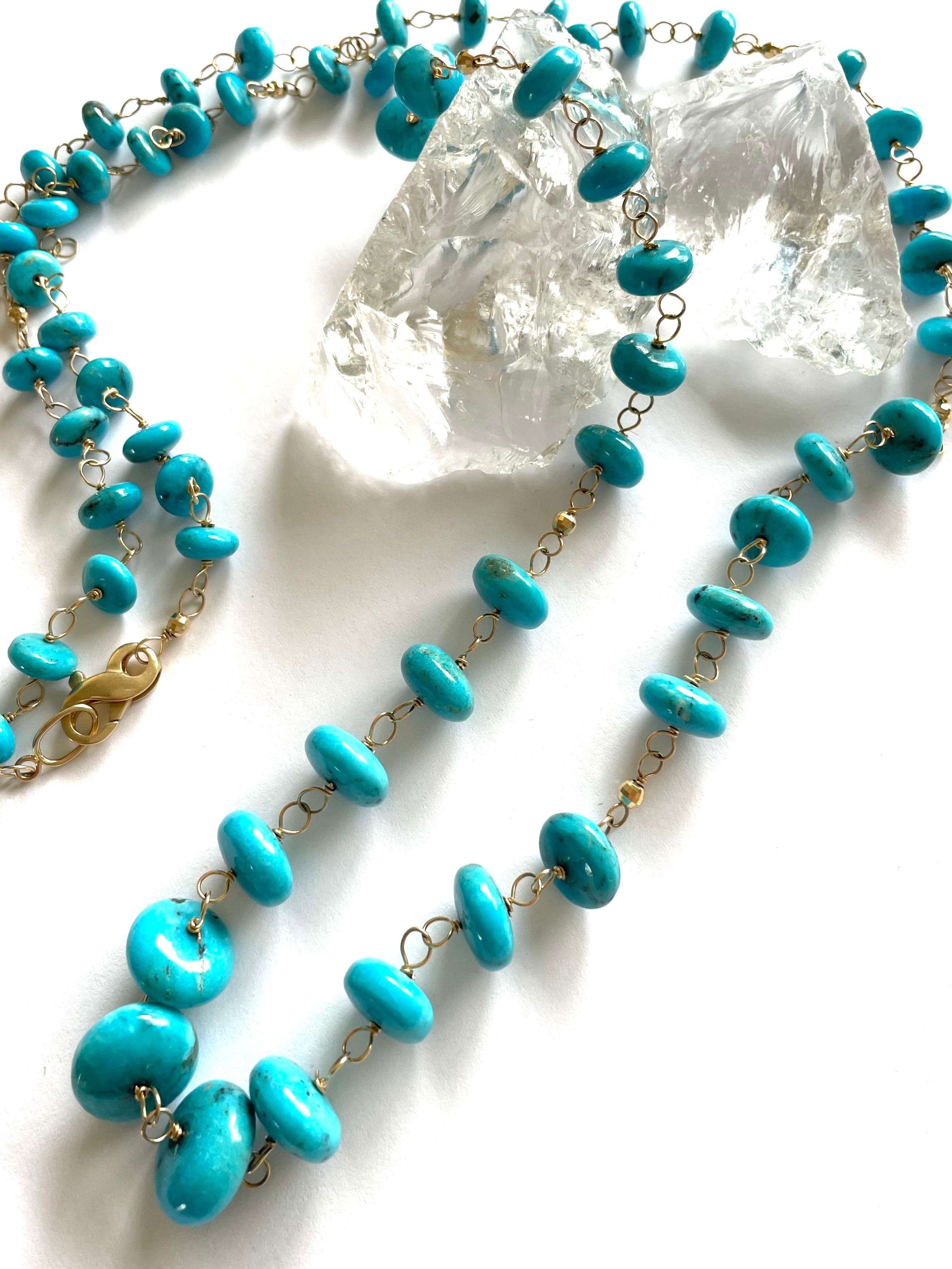 Artisan Sleeping Beauty Turquoise Long Necklace For Sale
