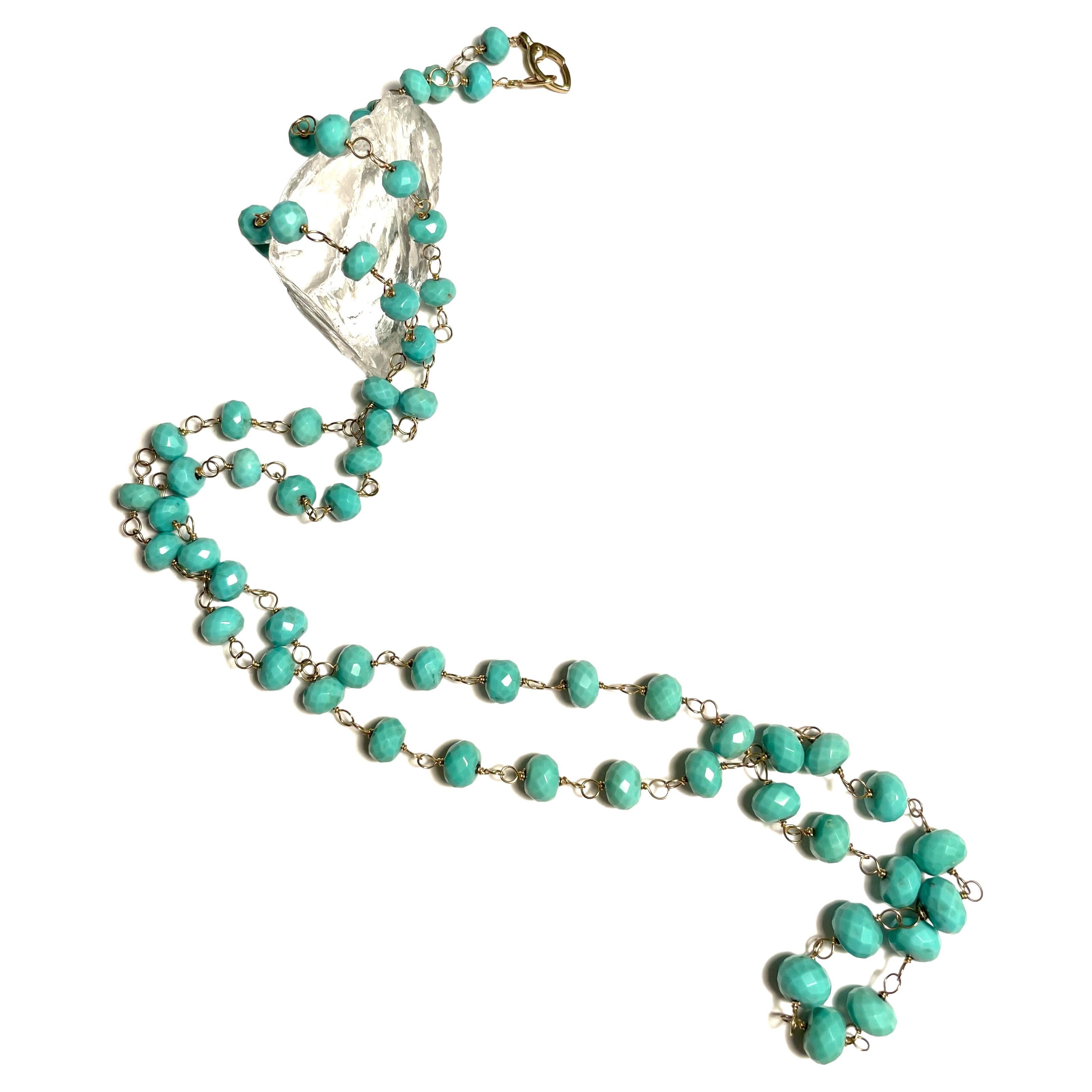 Sleeping Beauty Turquoise Long  Paradizia Necklace For Sale 1