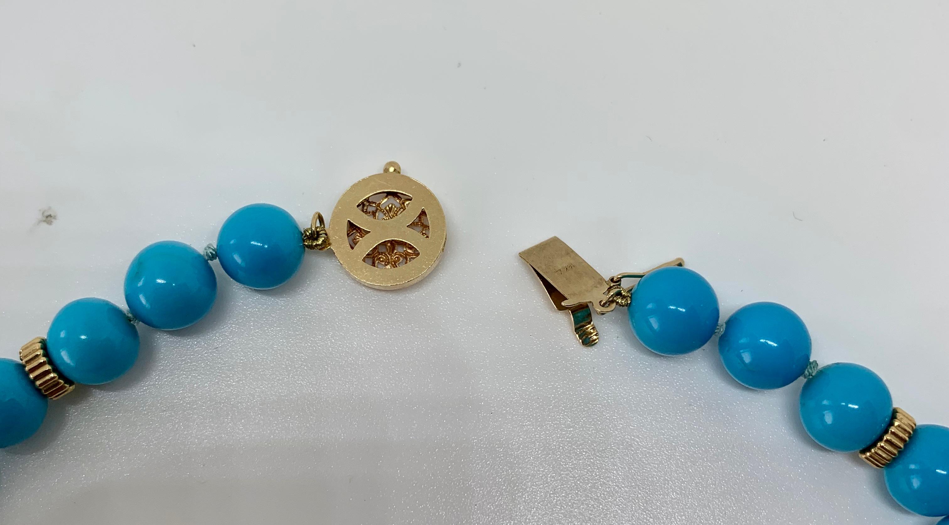 Persian Turquoise Necklace 14 Karat Gold Beads Estate 3
