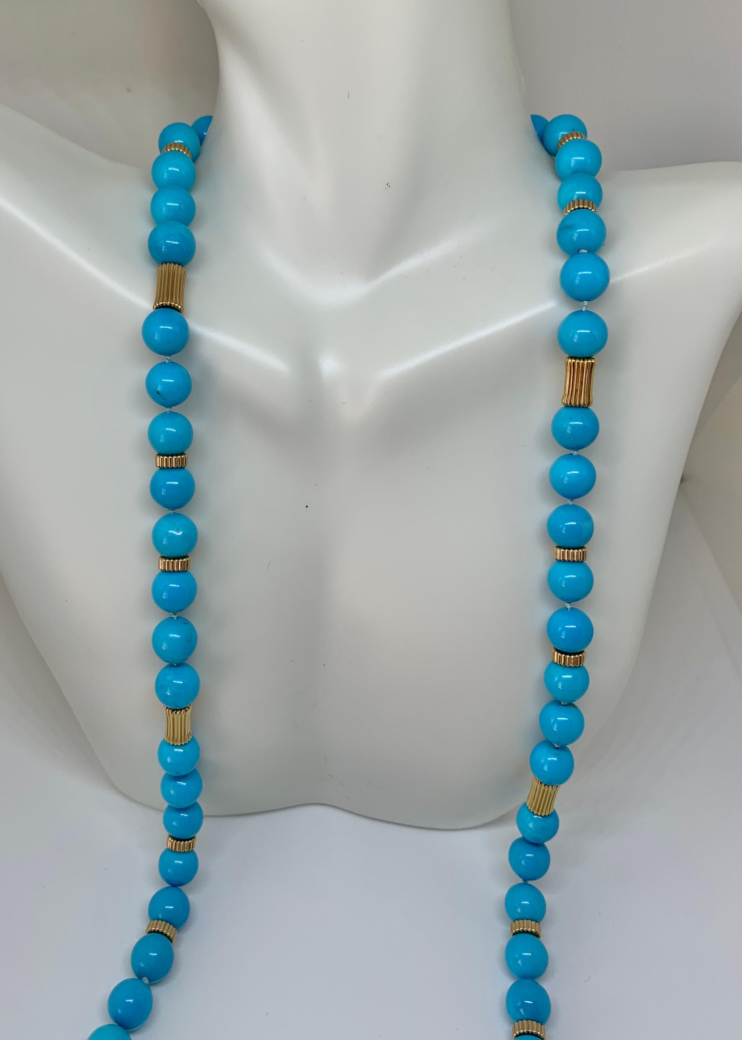 Persian Turquoise Necklace 14 Karat Gold Beads Estate 1