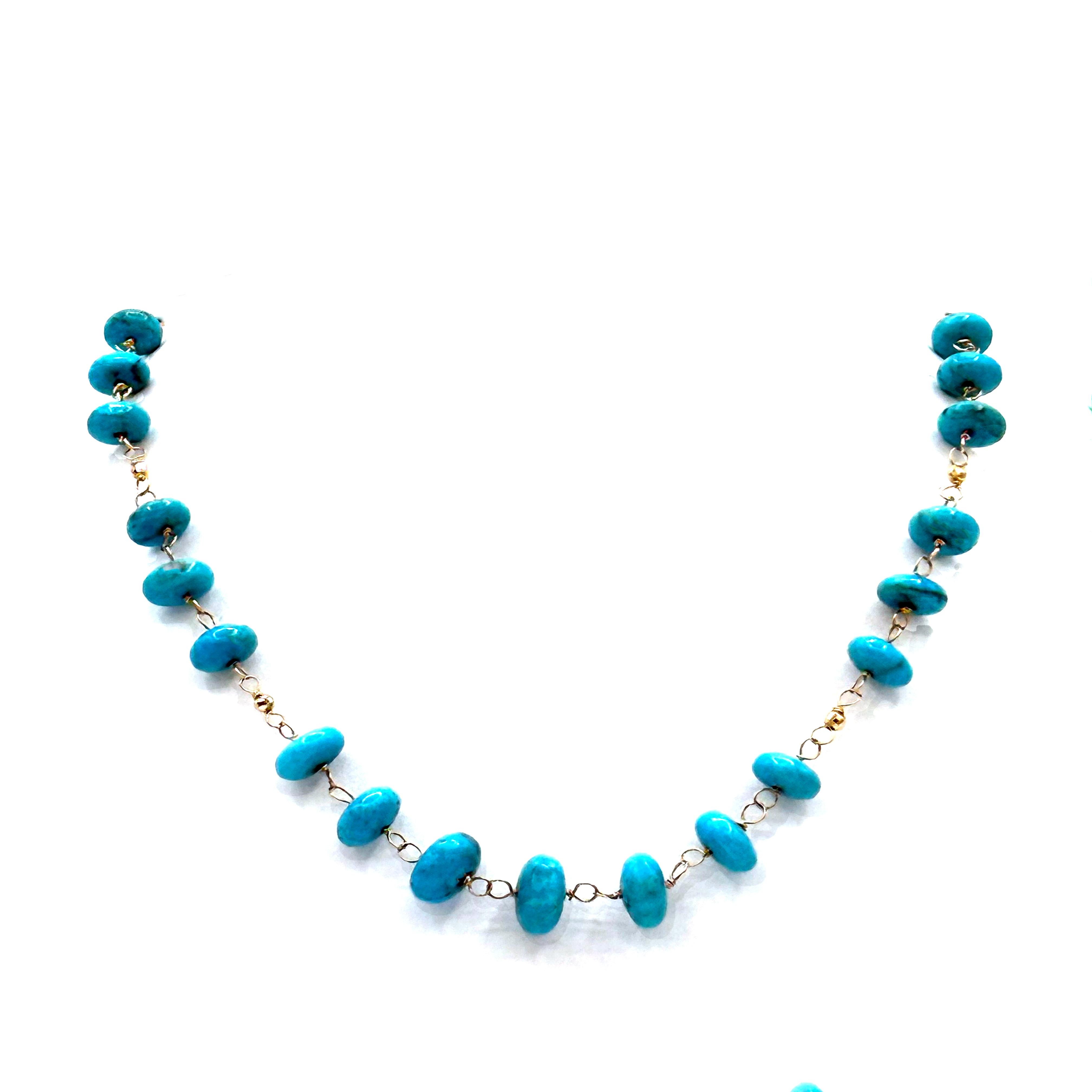 Artisan Sleeping Beauty Turquoise Paradizia Necklace For Sale