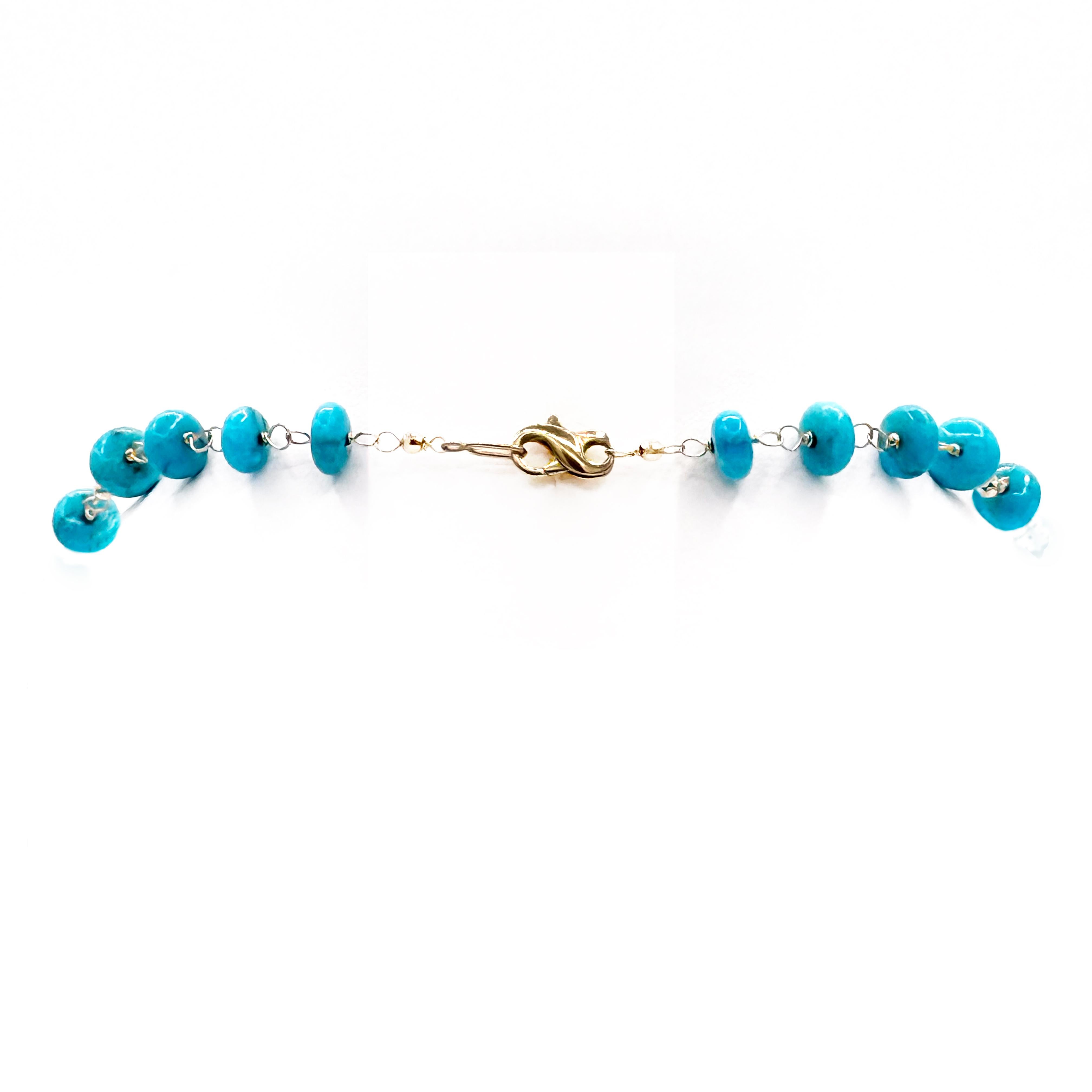 Sleeping Beauty Turquoise Paradizia Necklace In New Condition For Sale In Laguna Beach, CA