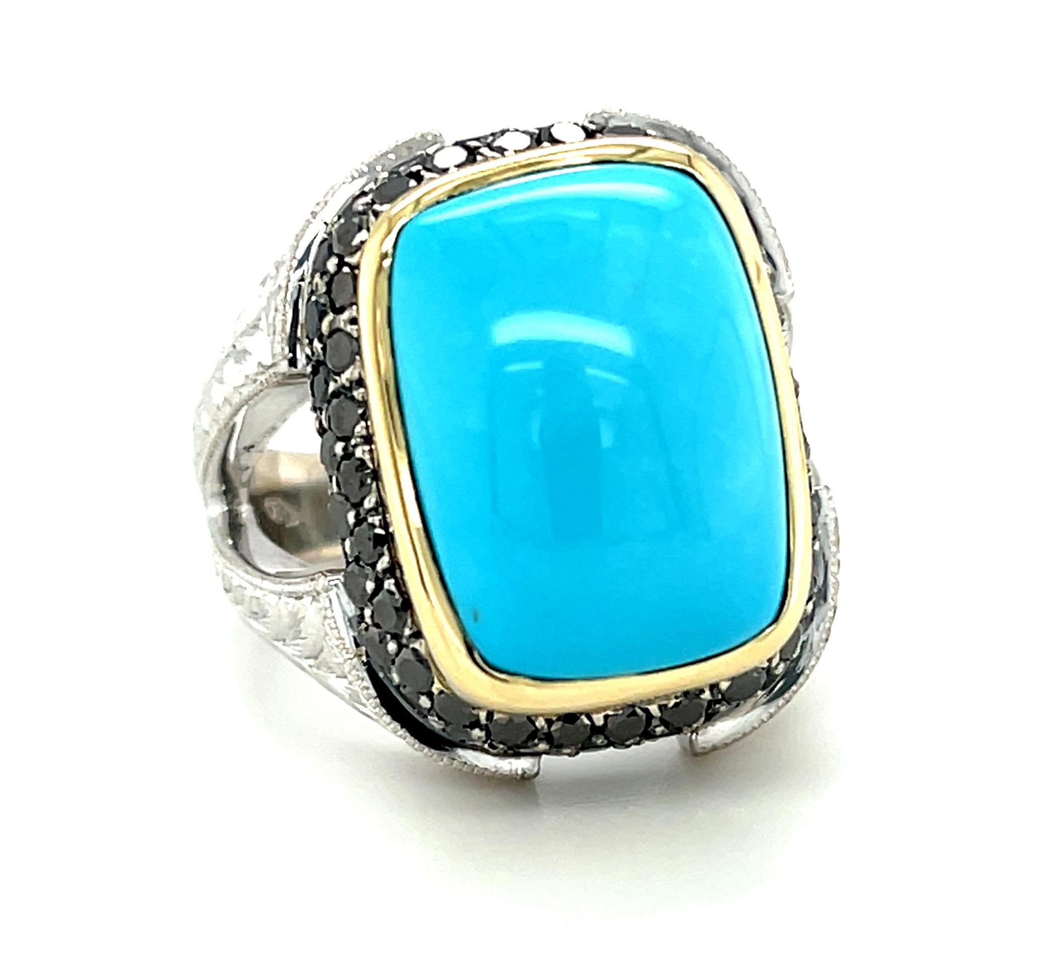 This stunning statement ring features an exquisite, 11.09 carat gem from the renowned Sleeping Beauty turquoise mine! Arizona's Sleeping Beauty mine is home to the finest 