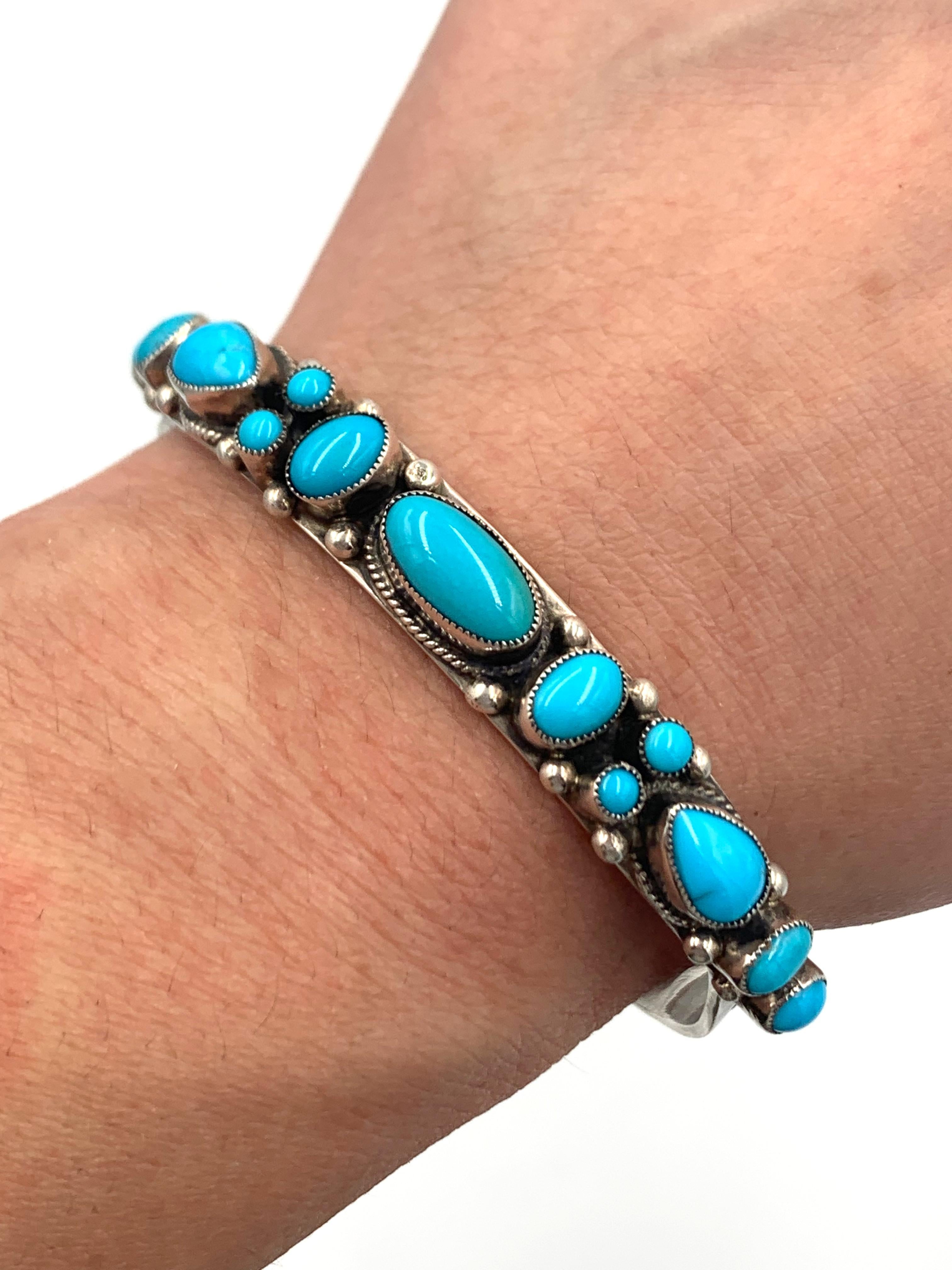 Sleeping Beauty Turquoise Silver Cuff by Leo Feeney For Sale 5