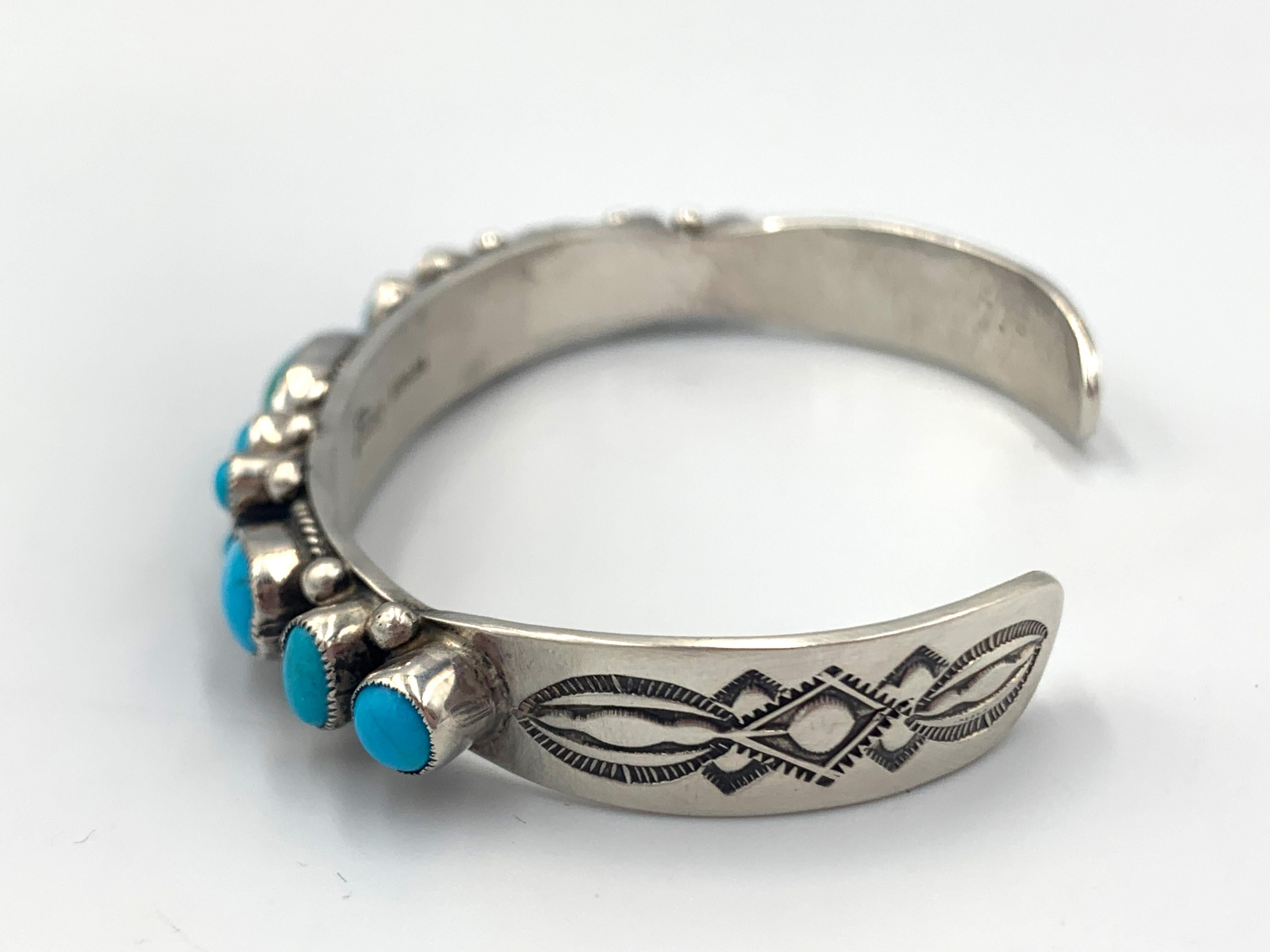 Sleeping Beauty Turquoise Silver Cuff by Leo Feeney For Sale 3