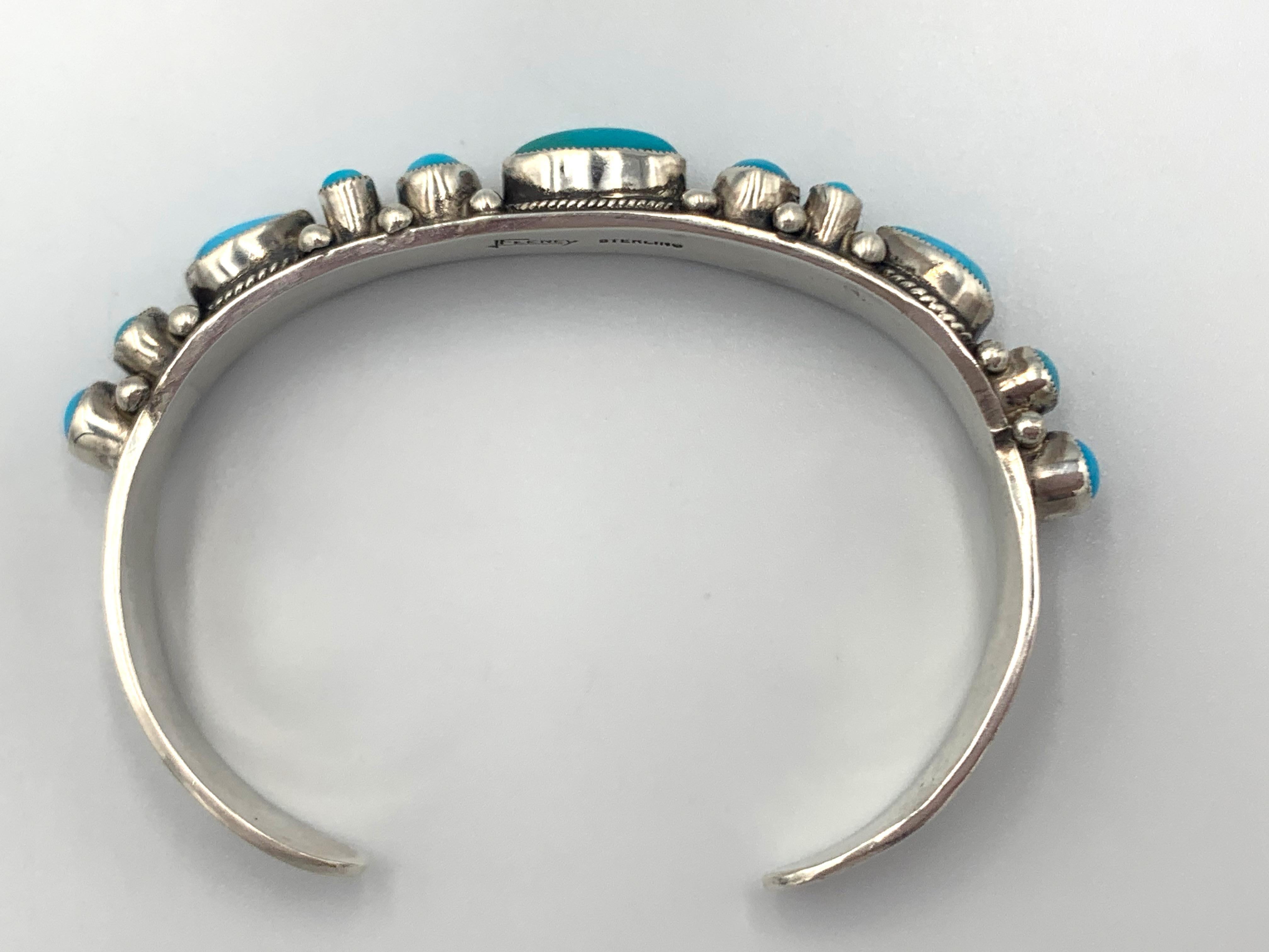 Sleeping Beauty Turquoise Silver Cuff by Leo Feeney For Sale 4