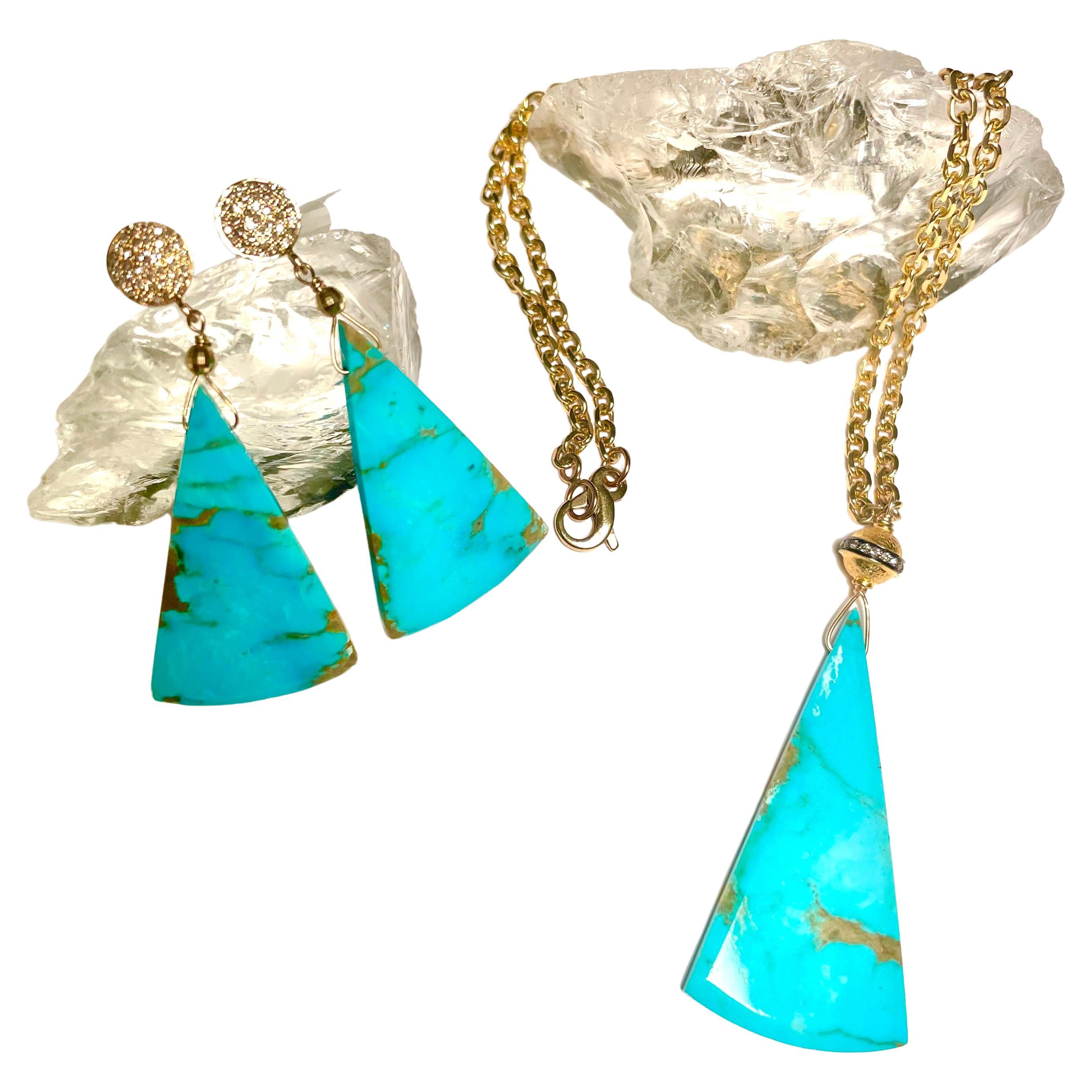 Sleeping Beauty Turquoise Slice Earrings In New Condition For Sale In Laguna Beach, CA