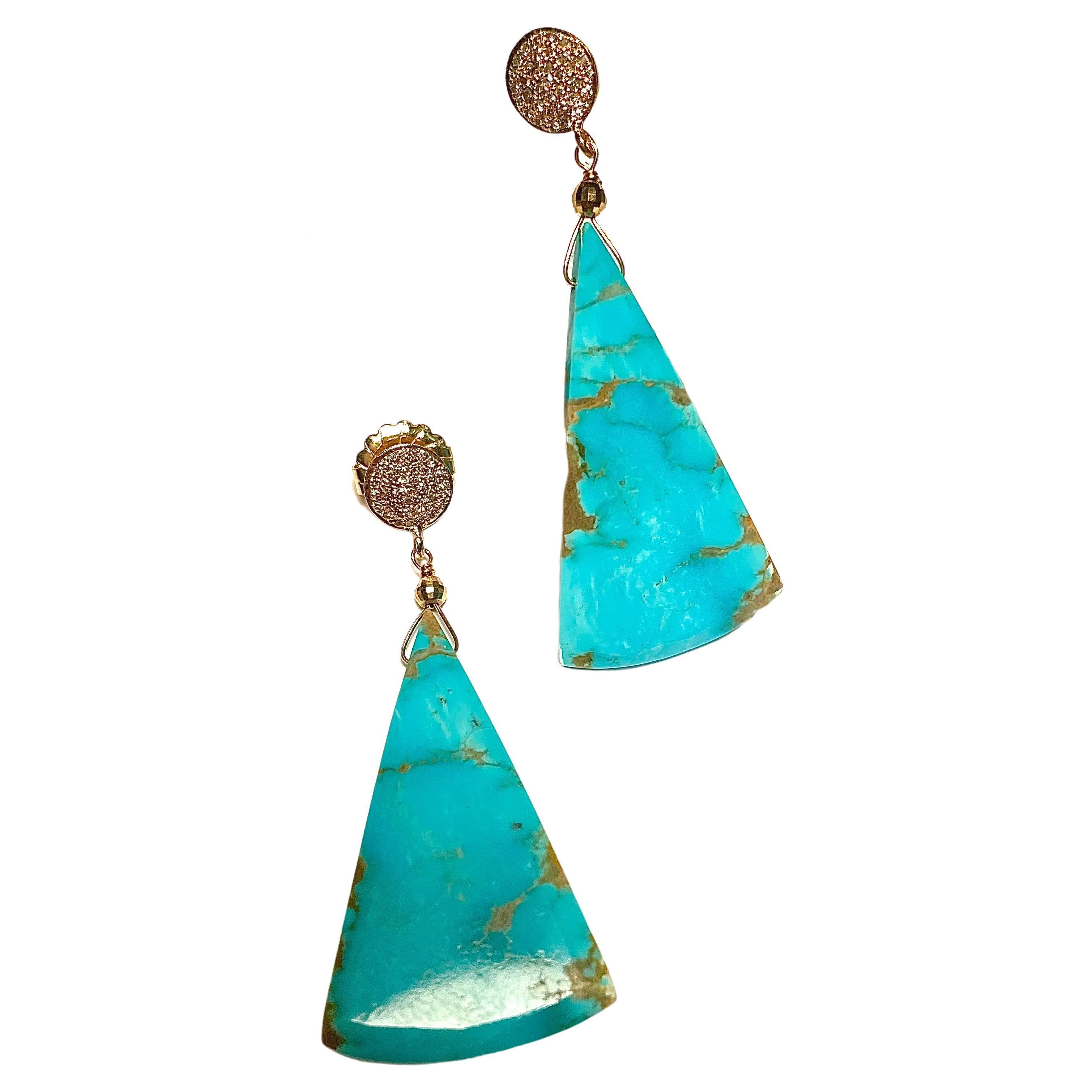 Sleeping Beauty Turquoise Slice Earrings For Sale