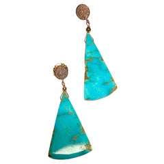 Boucles d'oreilles en tranches de turquoise de la Belle au bois dormant