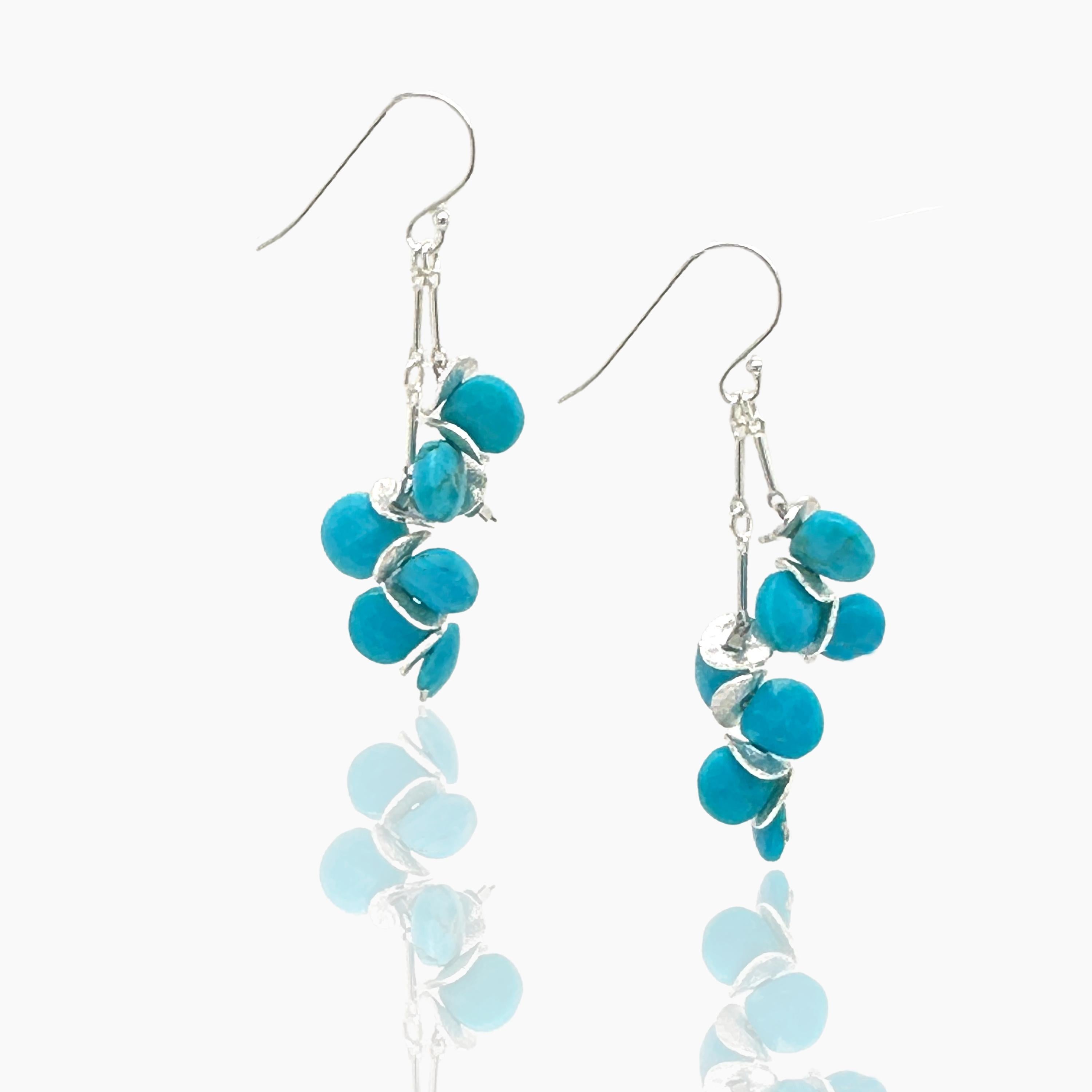 Contemporary Sleeping Beauty Turquoise Sterling Earrings For Sale