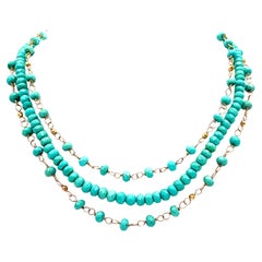 Sleeping Beauty Turquoise Triple Strand Paradizia Necklace