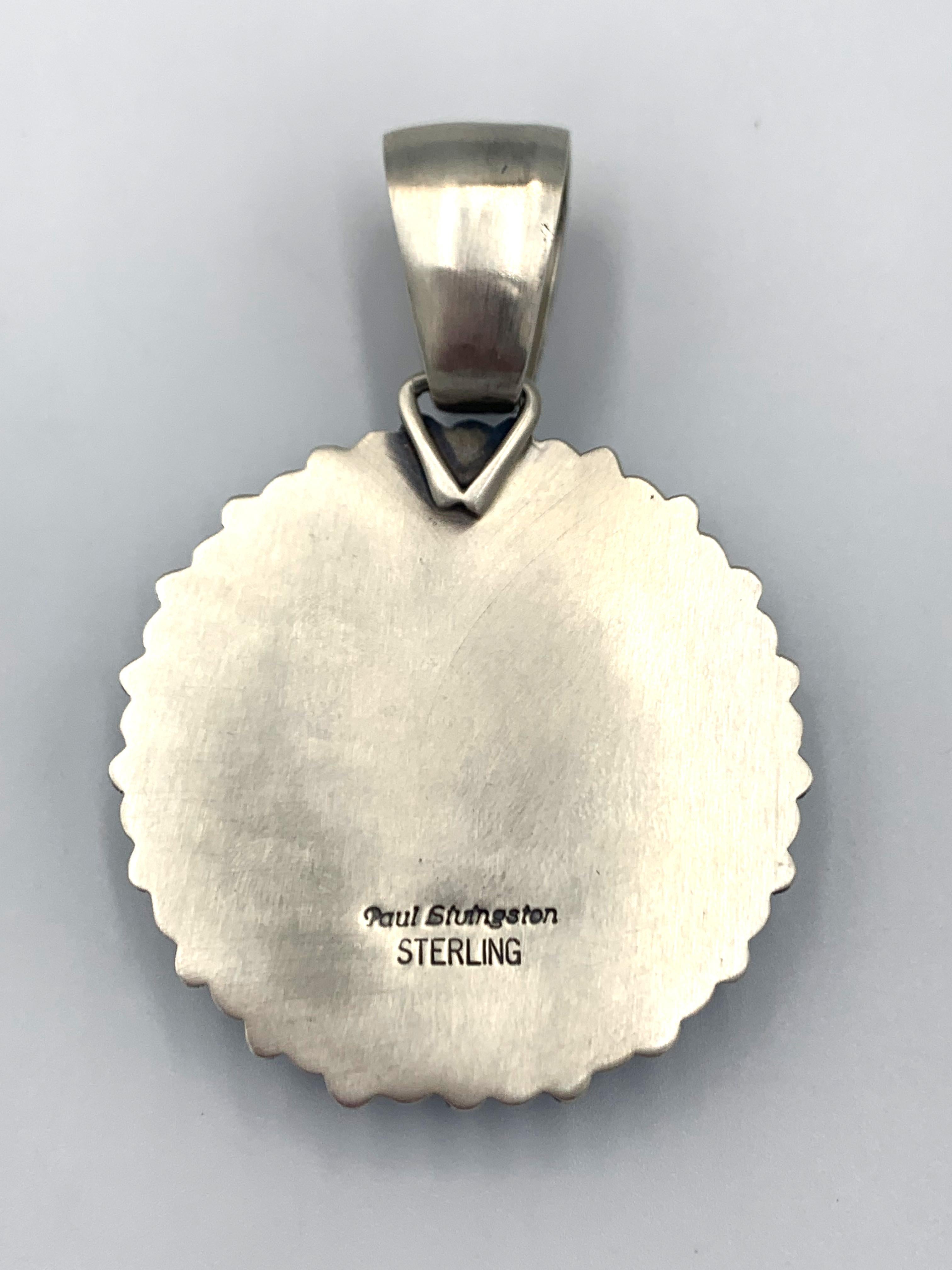 Sleeping Beauty Turquoise & Vintage Half Dollar Pendant by Paul Livingston In Excellent Condition For Sale In Scottsdale, AZ