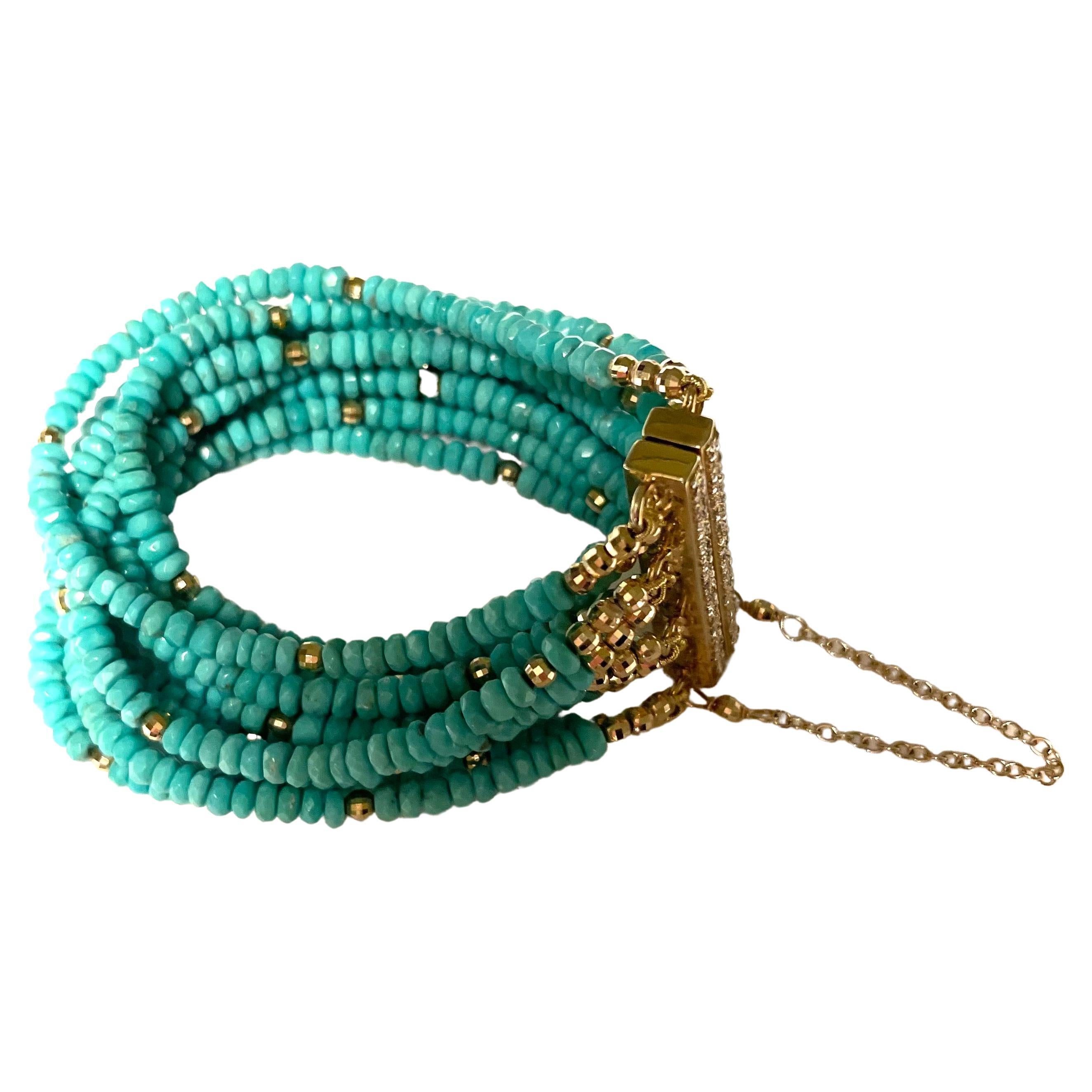 Bead Sleeping Beauty Turquoise with 14k Gold Balls Bracelet
