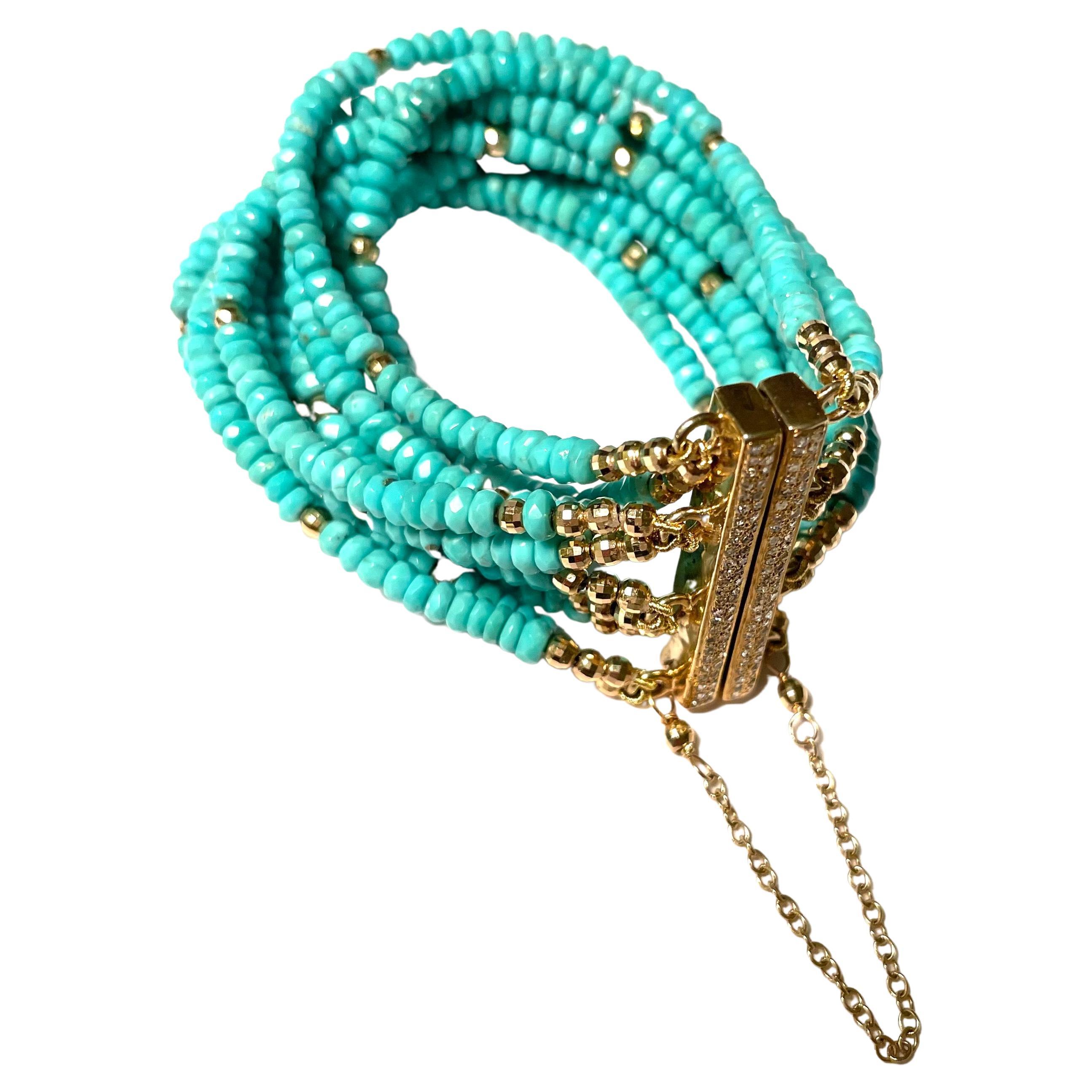 Sleeping Beauty Turquoise with 14k Gold Balls Bracelet