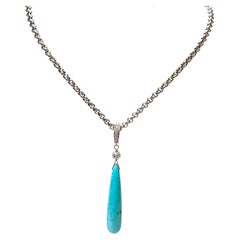 Sleeping Beauty Turquoise with Diamonds Chain Necklace
