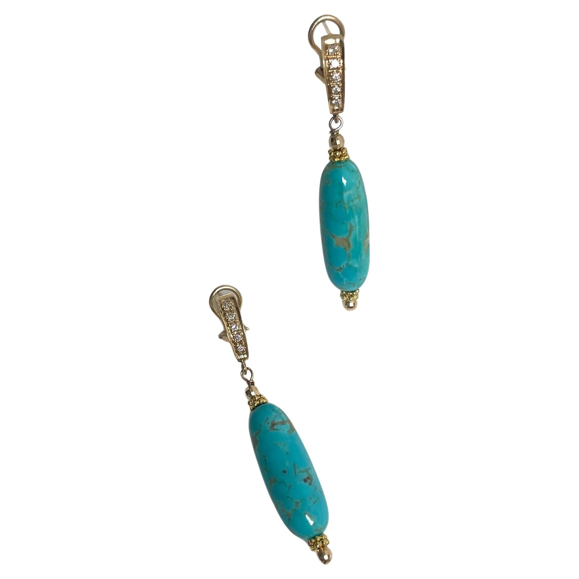 Sleeping Beauty Turquoise With Diamonds Paradizia Earrings For Sale 1