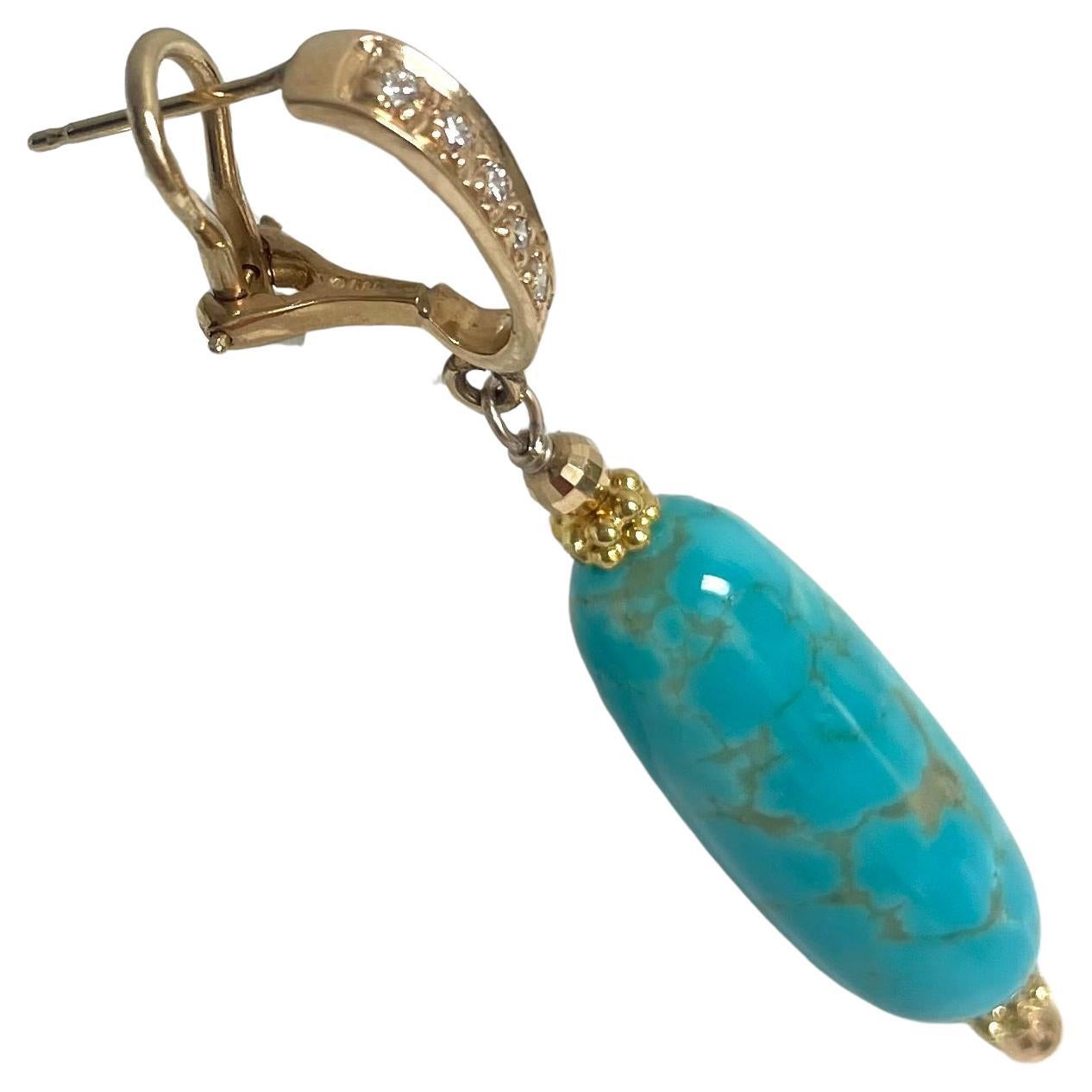 Sleeping Beauty Turquoise With Diamonds Paradizia Earrings For Sale 2