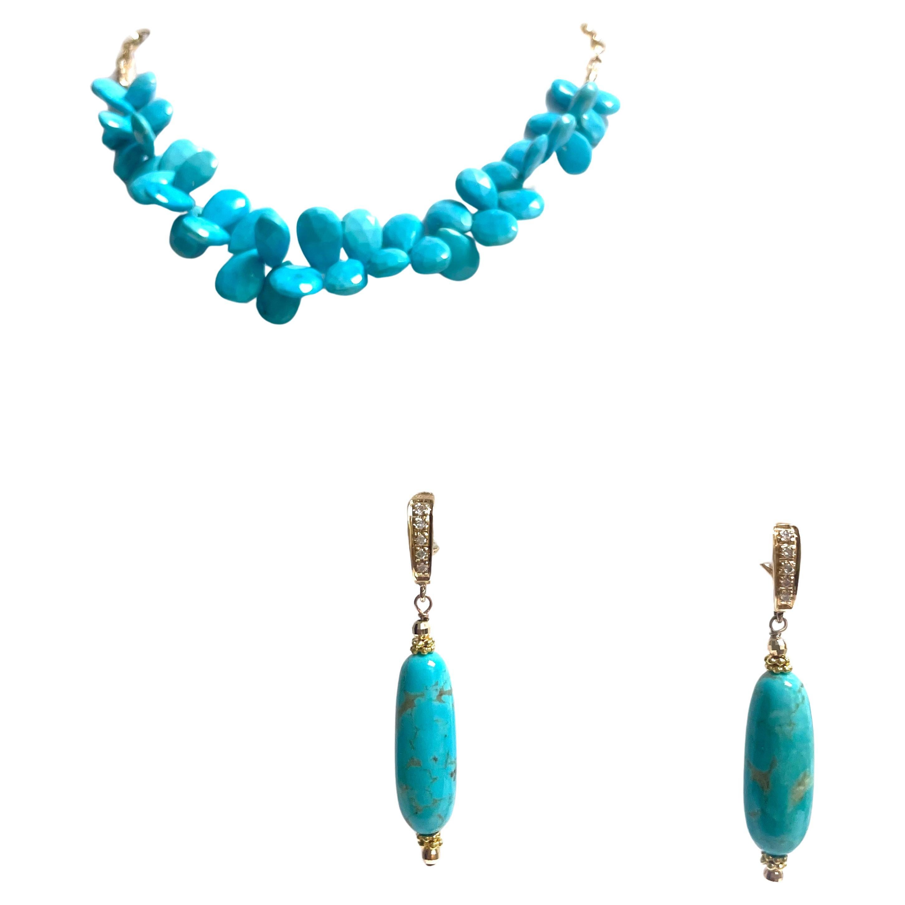 Sleeping Beauty Turquoise With Diamonds Paradizia Earrings For Sale 3