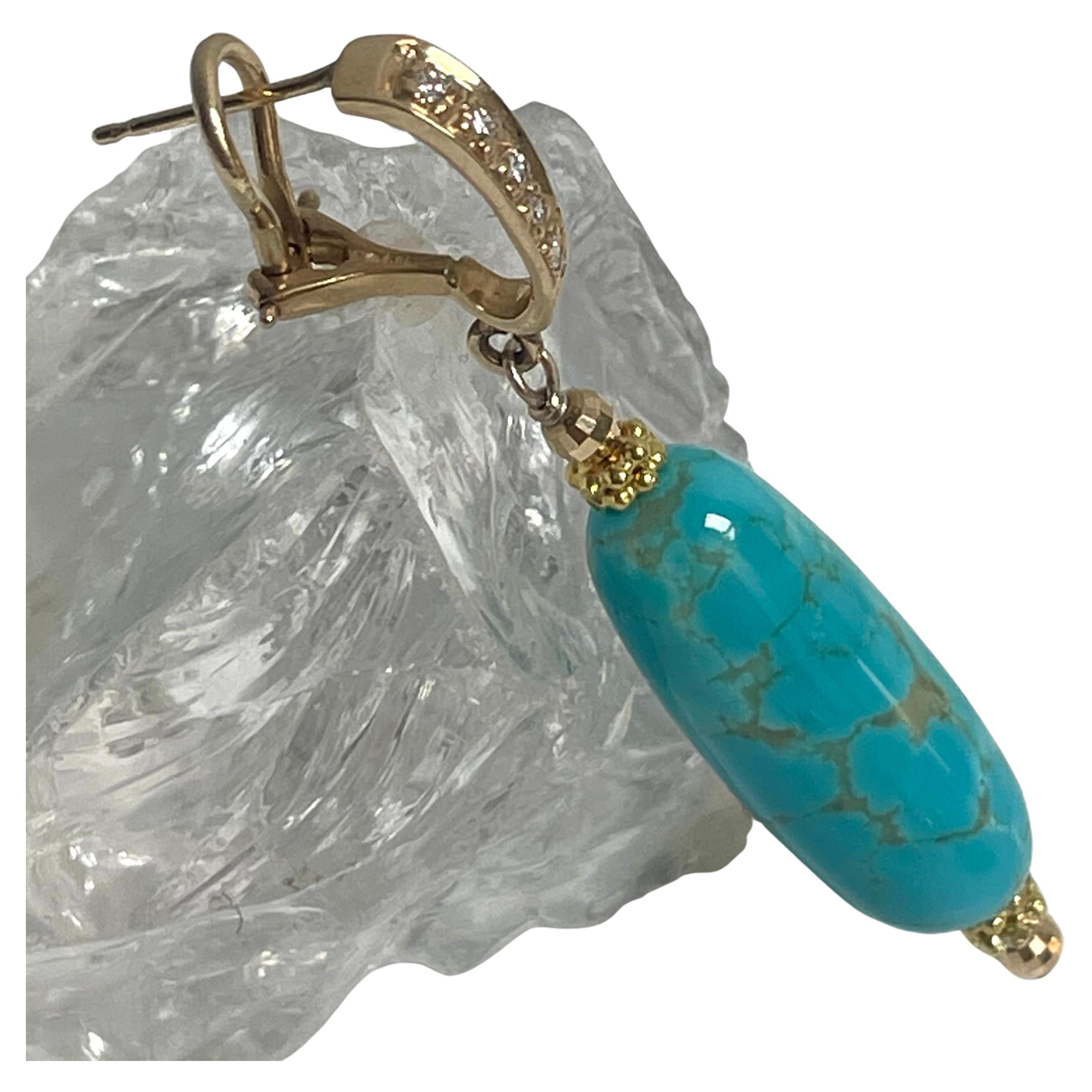 Sleeping Beauty Turquoise With Diamonds Paradizia Earrings For Sale 4
