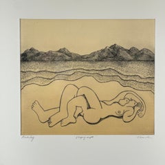 'Sleeping Couple' - Drypoint And Etching Print By Artist Trevor Price