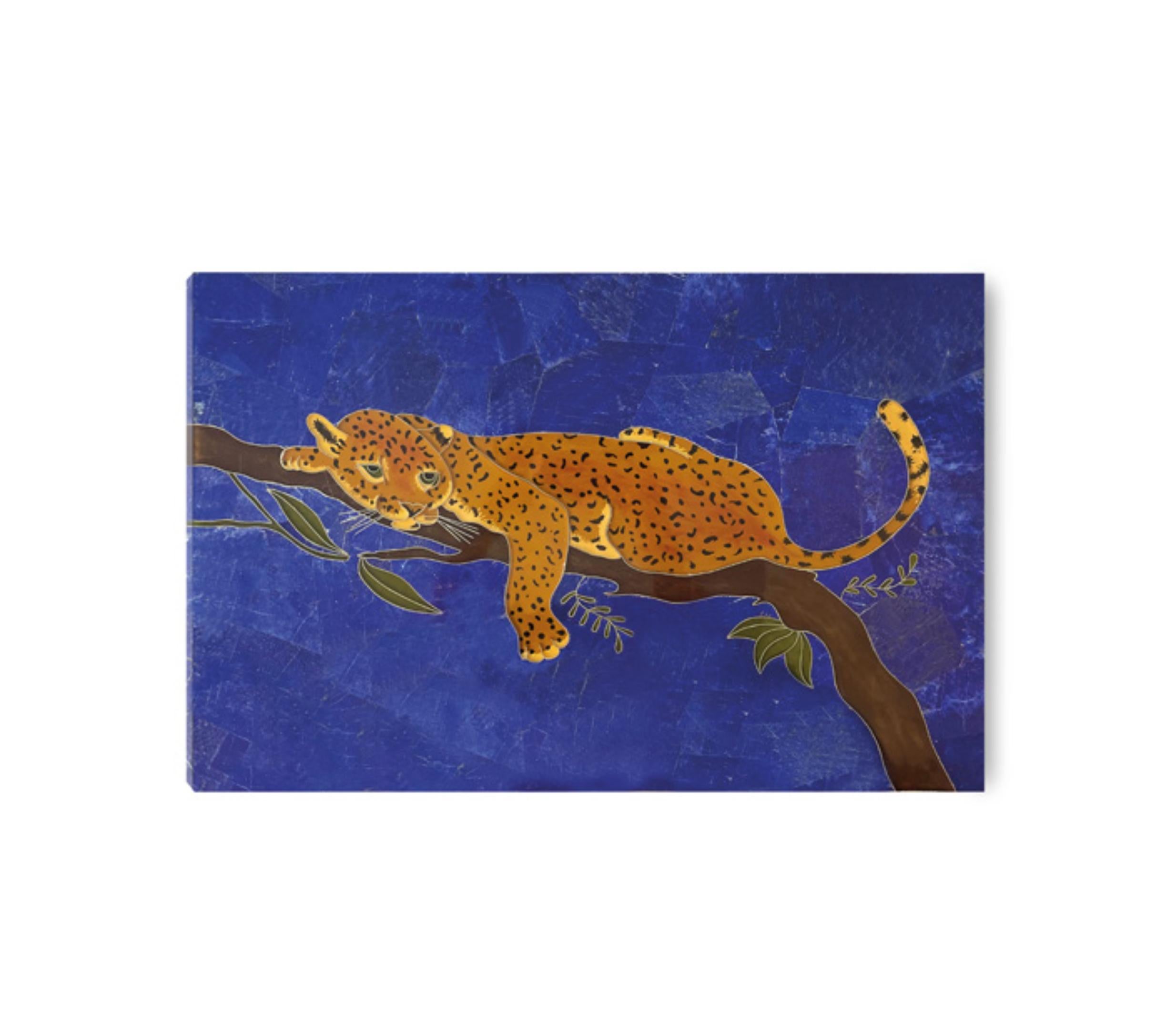 Sleeping Cub Art by Studio Lel
Dimensions: W 67 x D 2.5 x H 44 cm
Materials: Lapis Lazuli, Onyx, Marble

These are handmade from semiprecious stone and marble in a small artisanal workshop. Please note that variations and slight imperfections