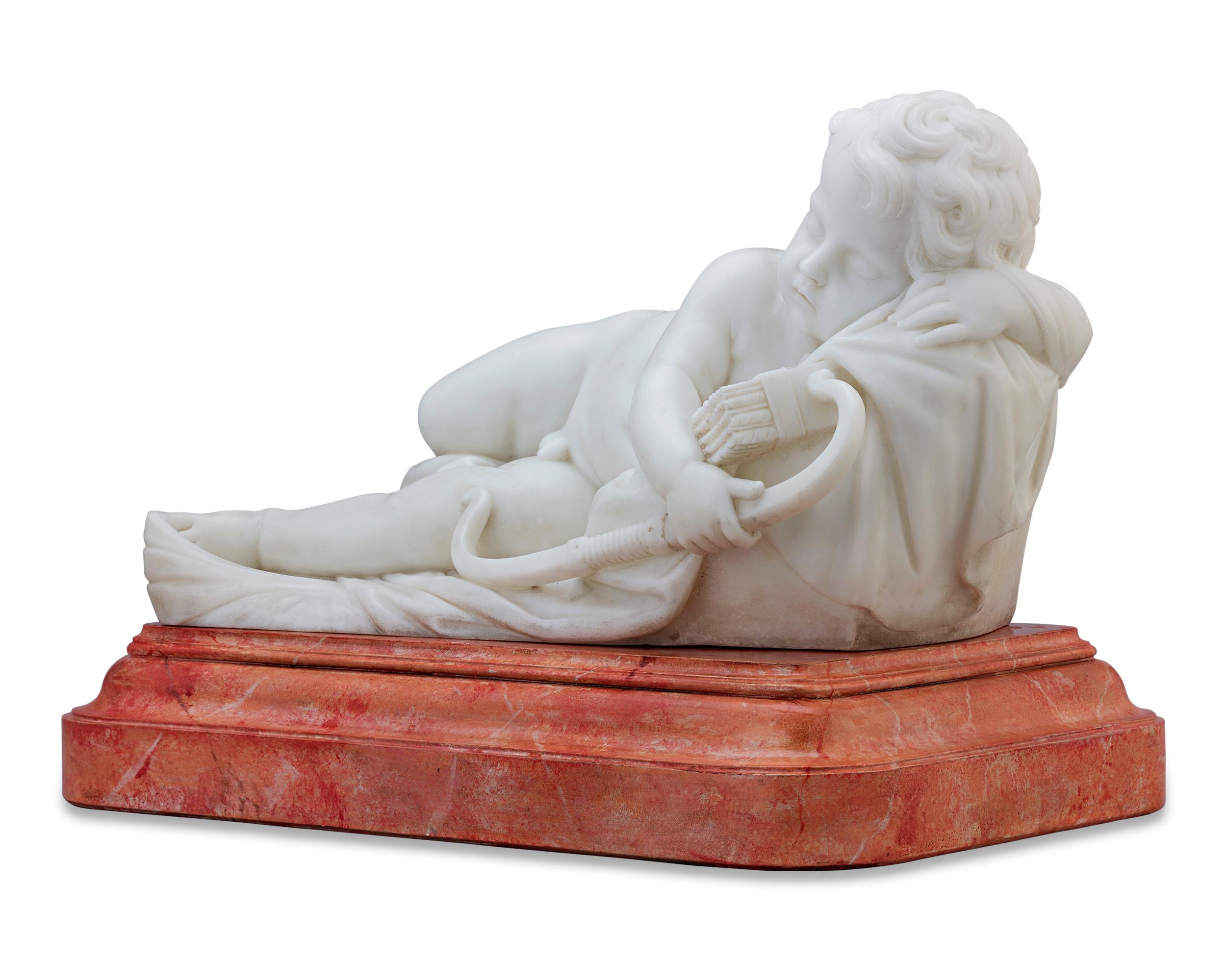 Baroque Sleeping Cupid Italian Marble